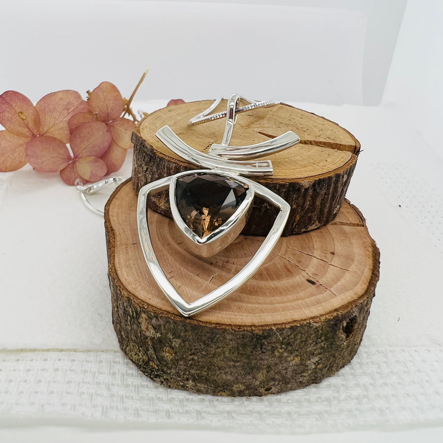 Smokey Quartz Trillion Necklace