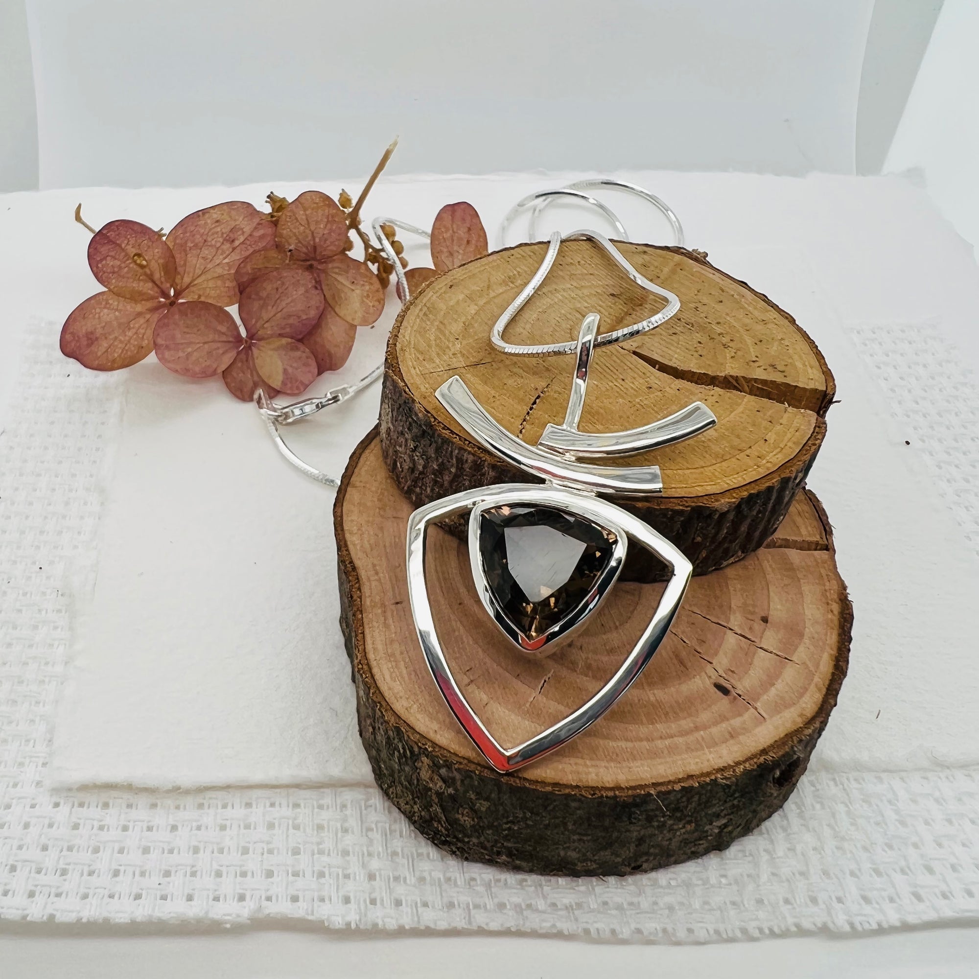 Smokey Quartz Trillion Necklace