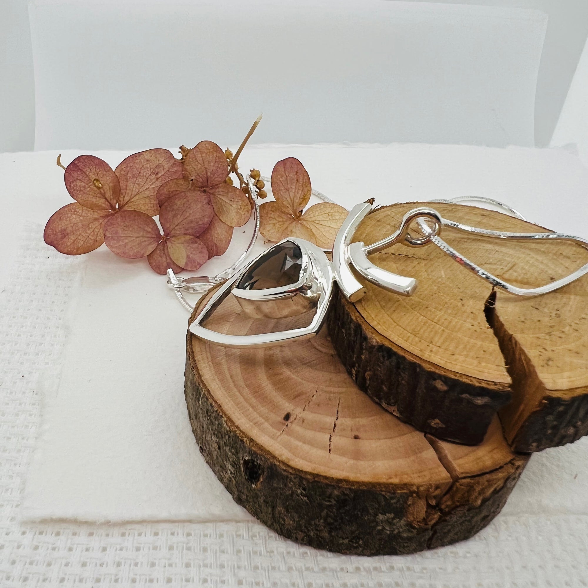 Smokey Quartz Trillion Necklace