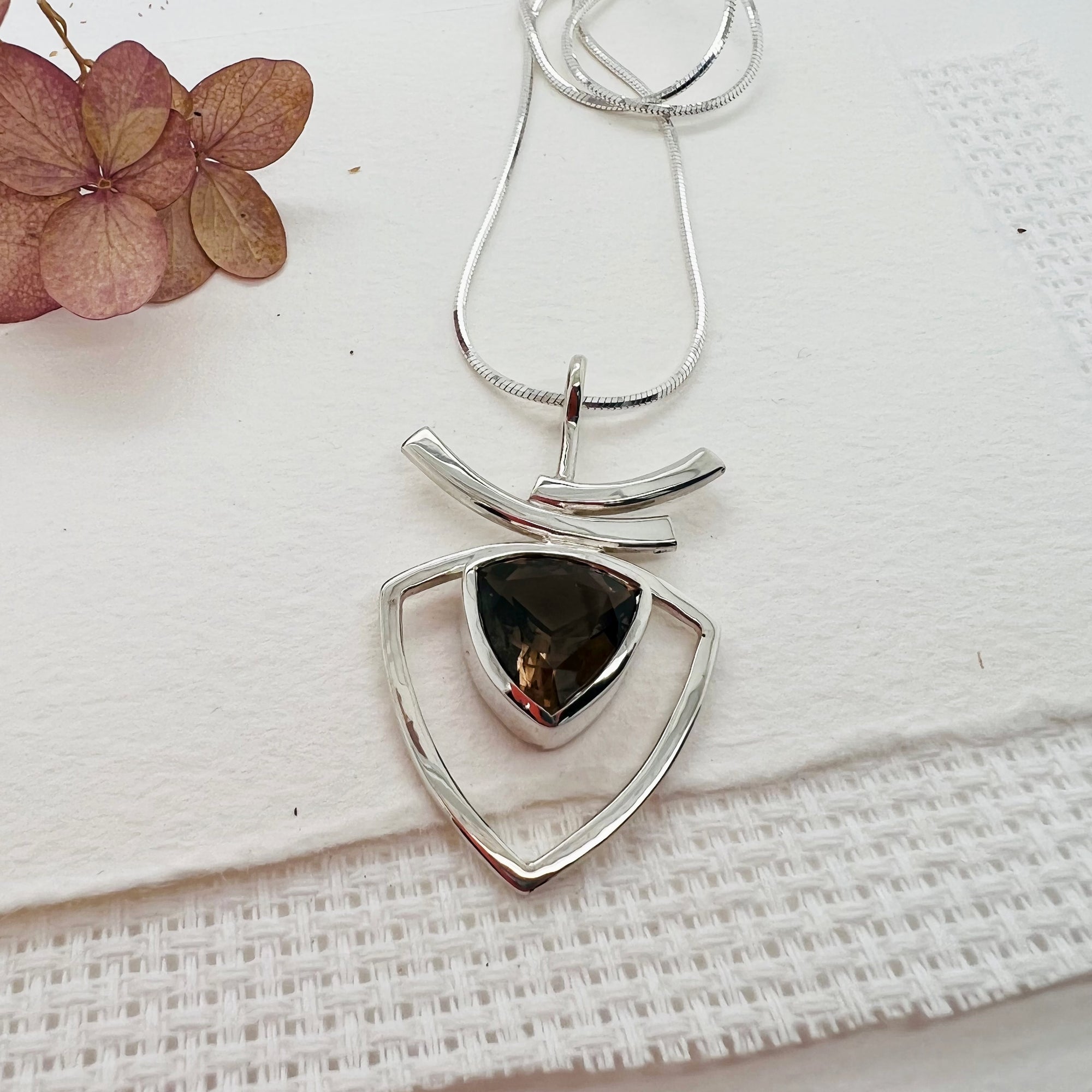 Smokey Quartz Trillion Necklace
