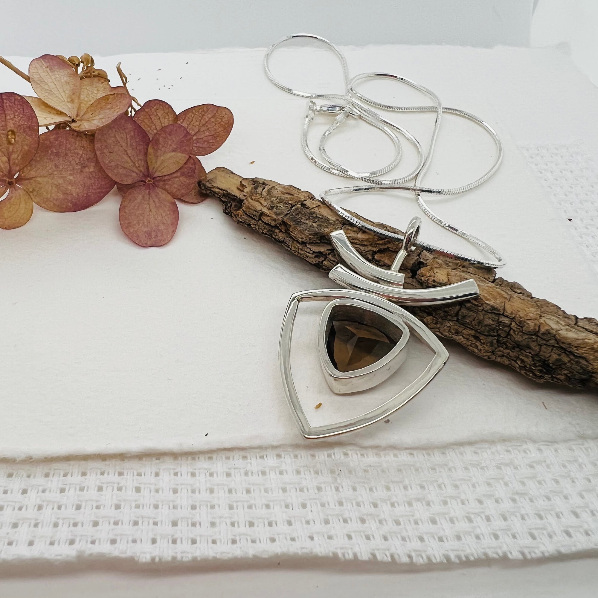 Smokey Quartz Trillion Necklace