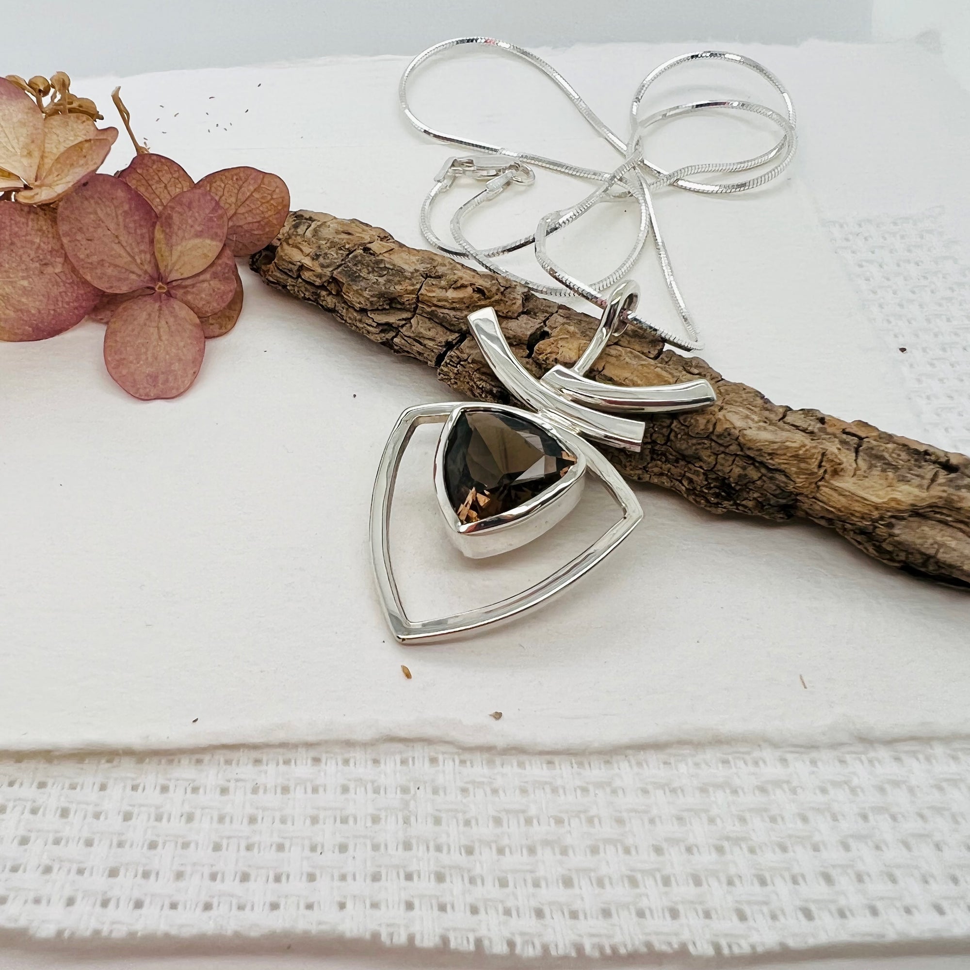 Smokey Quartz Trillion Necklace