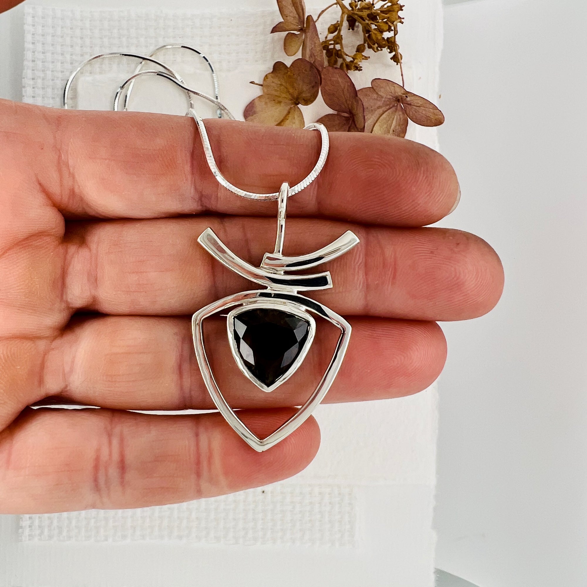 Smokey Quartz Trillion Necklace