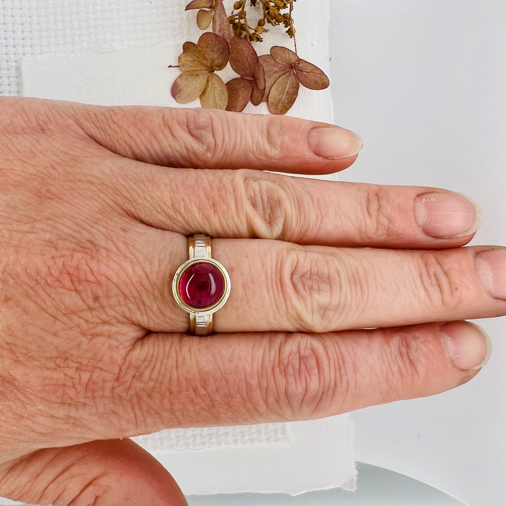 Pink Tourmaline and Gold Ring