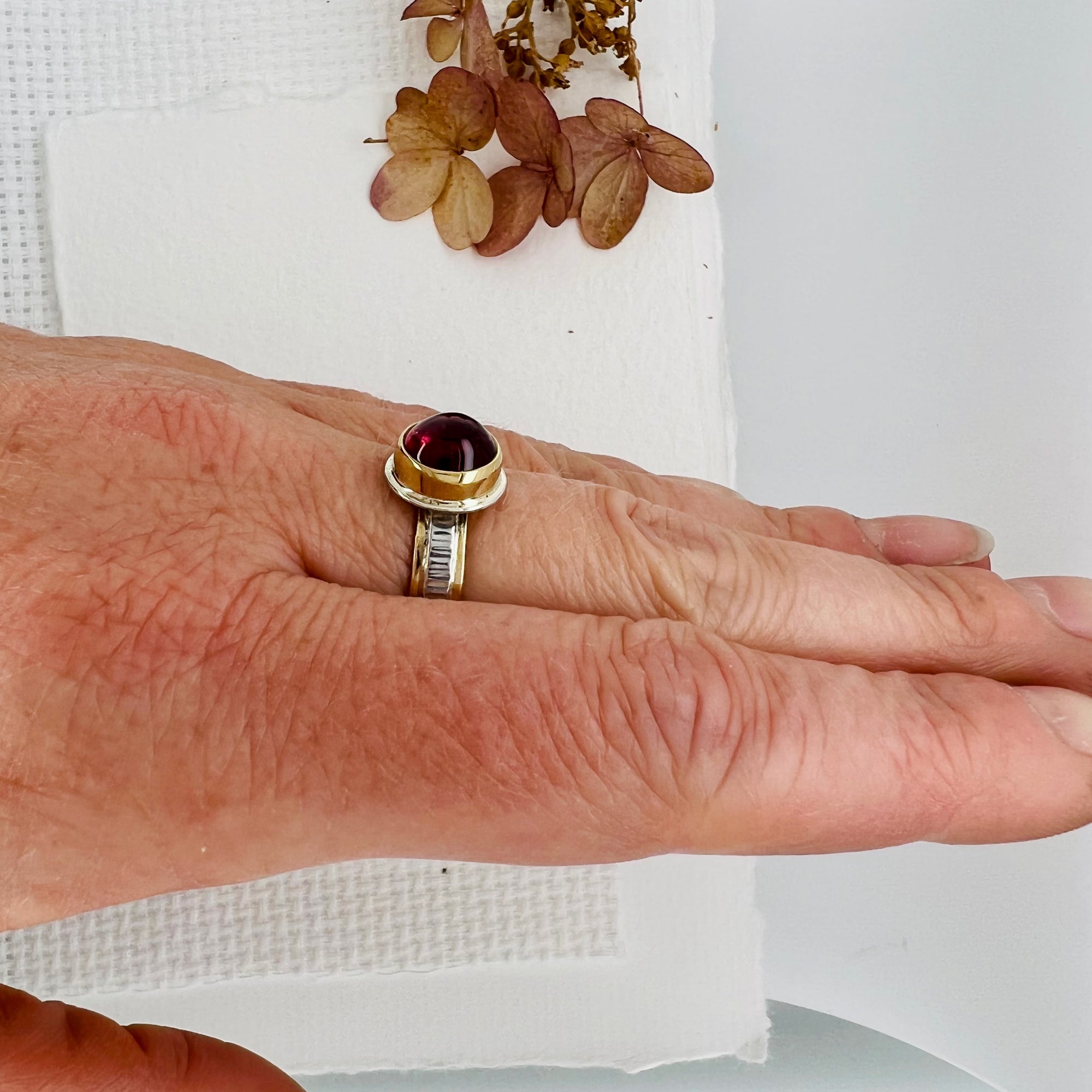 Pink Tourmaline and Gold Ring