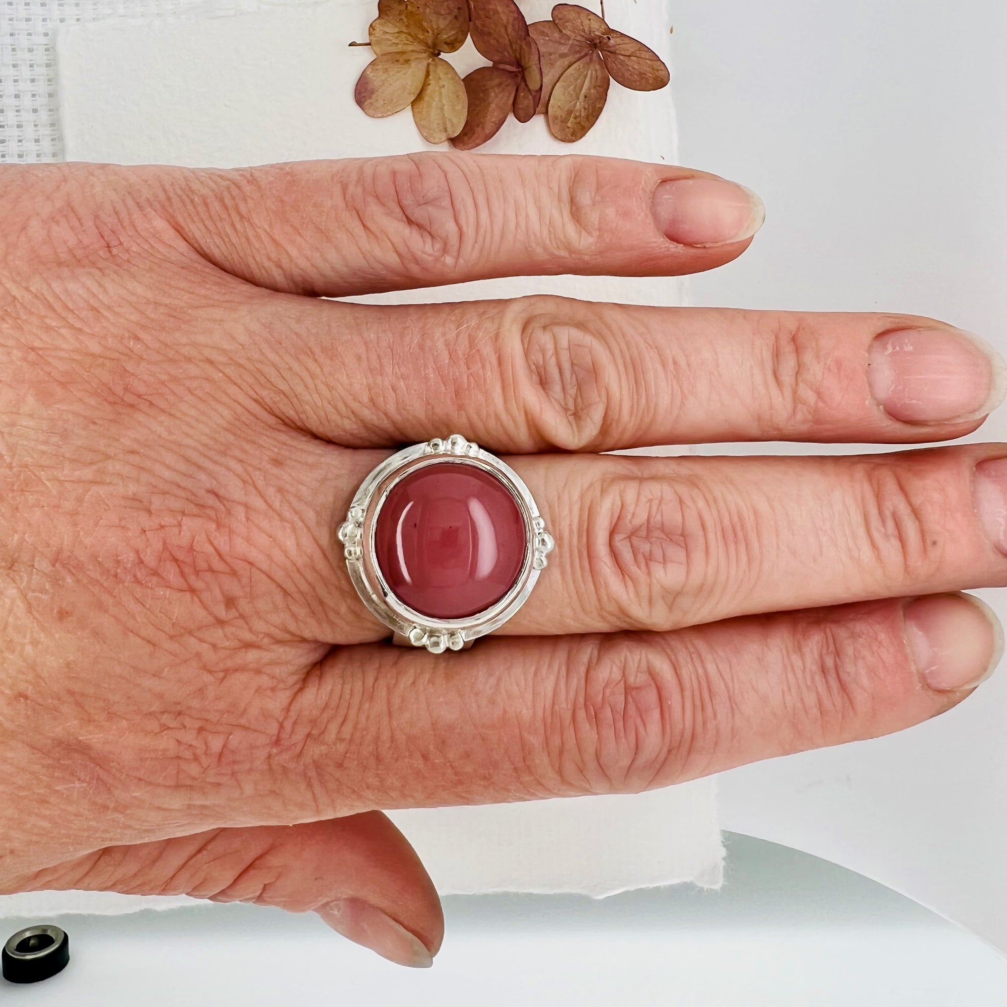 Guava Quartz Wide Band Ring