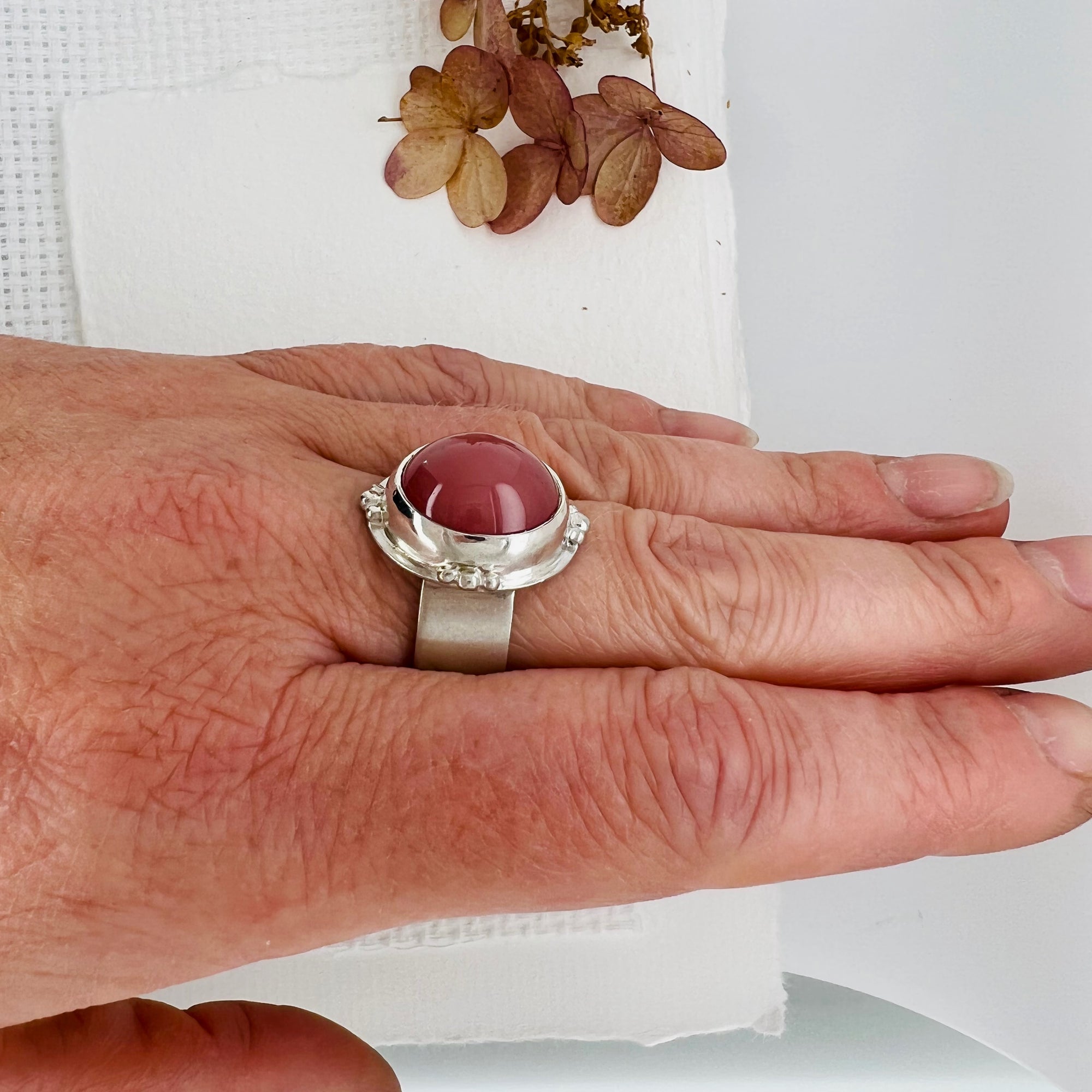 Guava Quartz Wide Band Ring