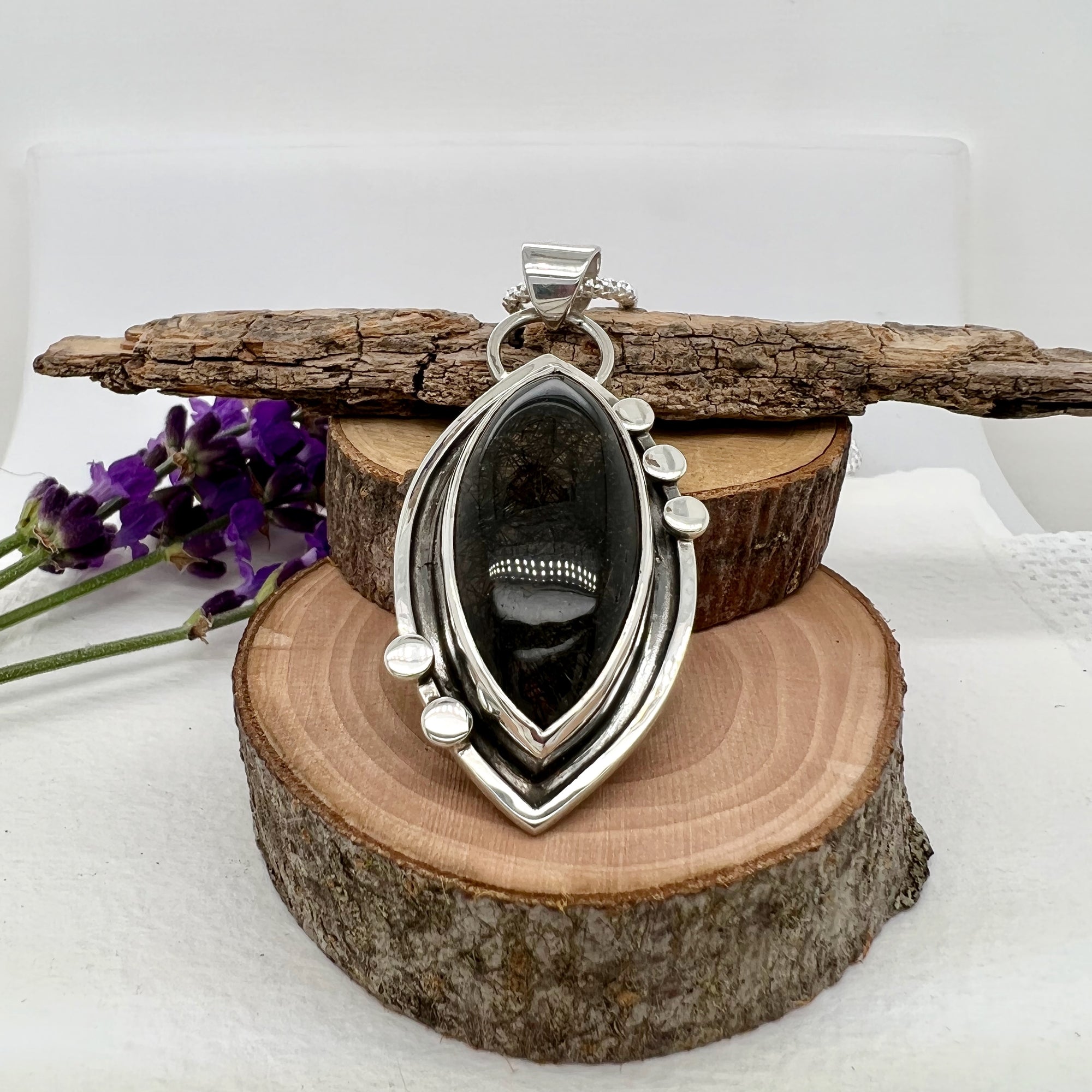 Tourmalinated Quartz Oval Pendant