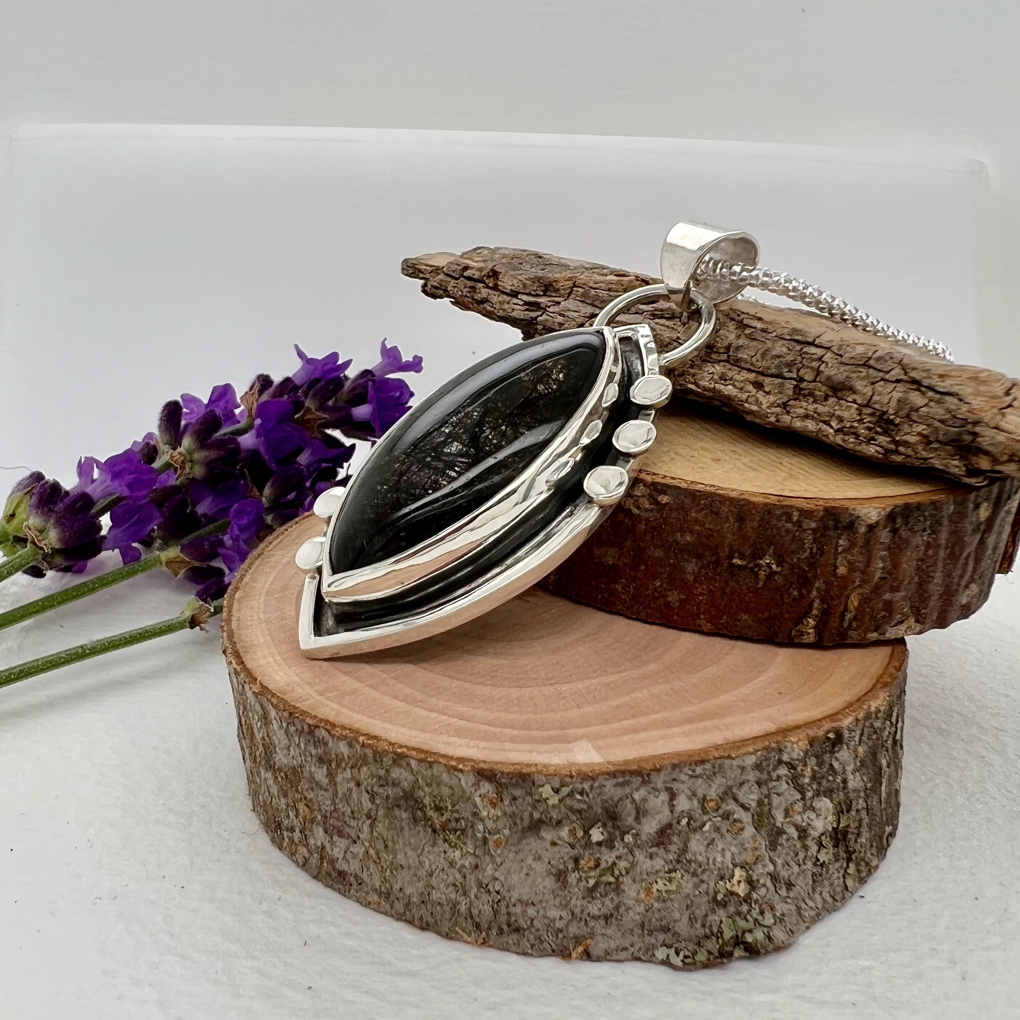 Tourmalinated Quartz Oval Pendant