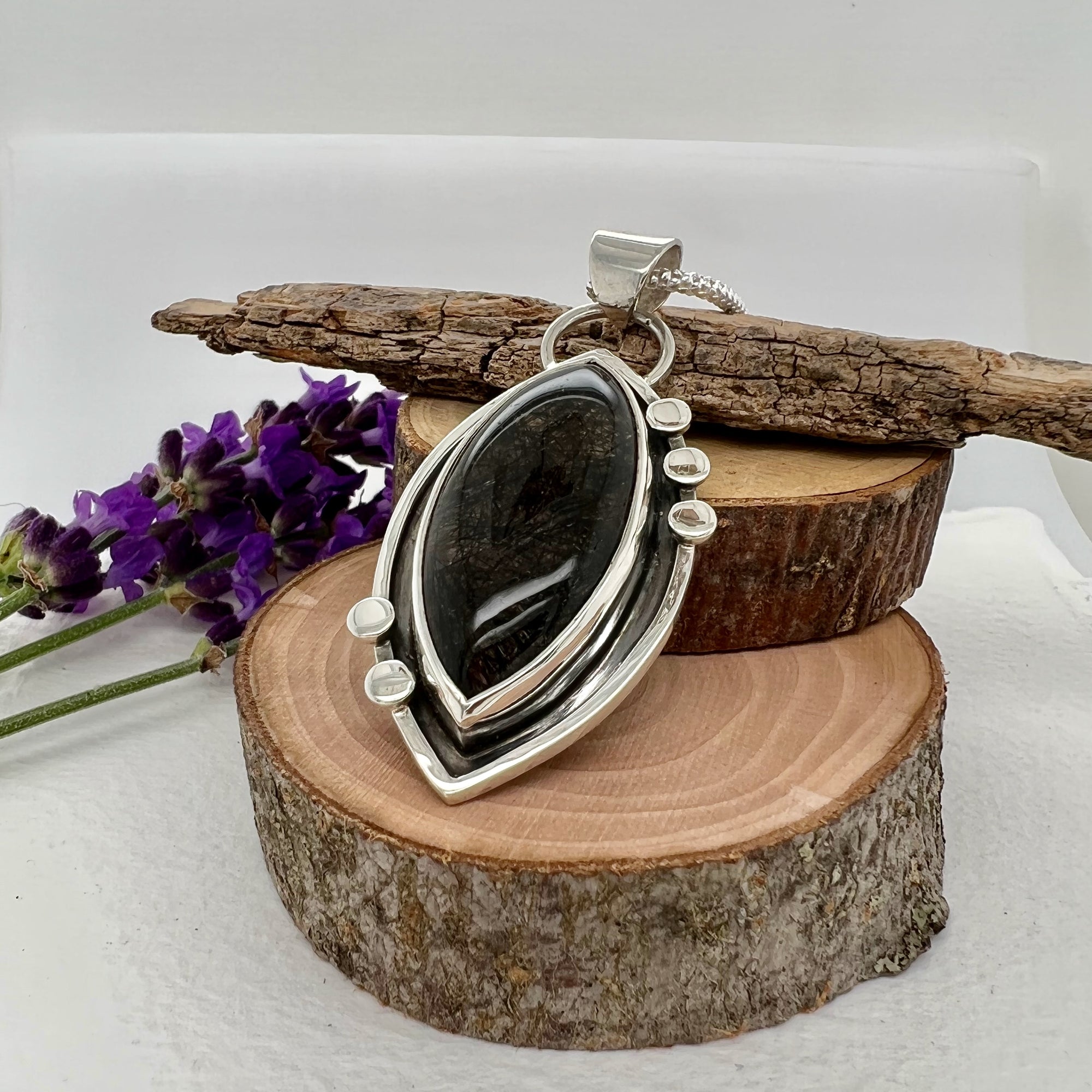Tourmalinated Quartz Oval Pendant