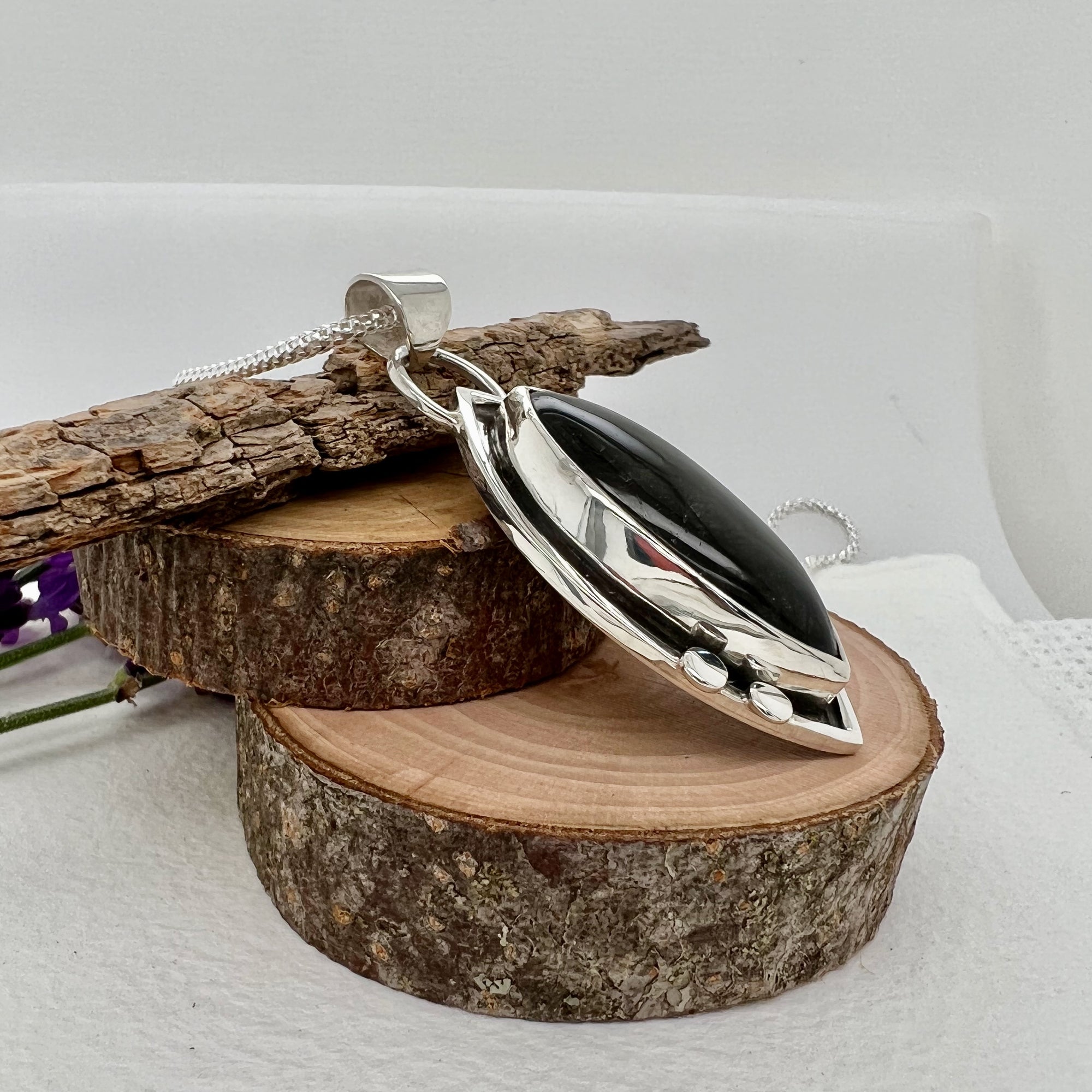 Tourmalinated Quartz Oval Pendant