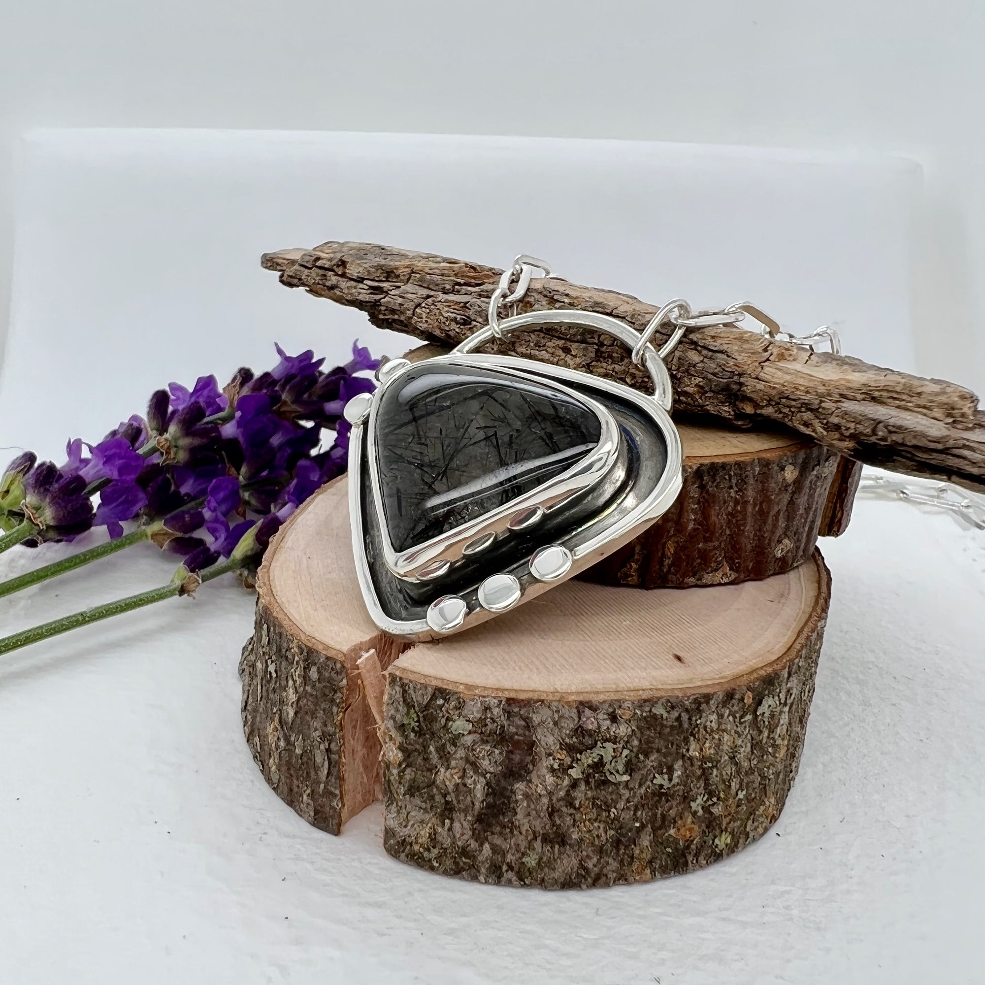 Tourmalinated Quartz Triangle Pendant