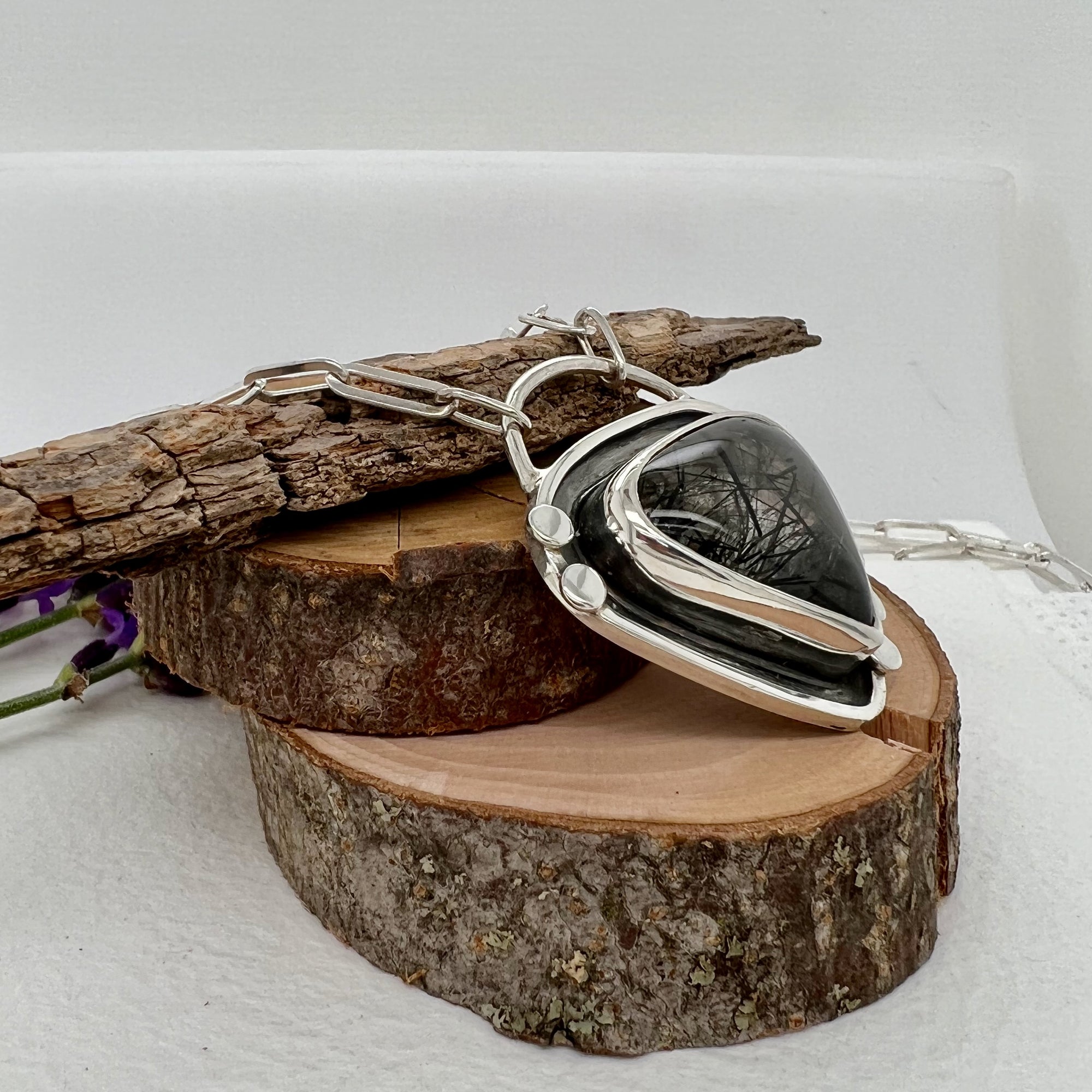 Tourmalinated Quartz Triangle Pendant