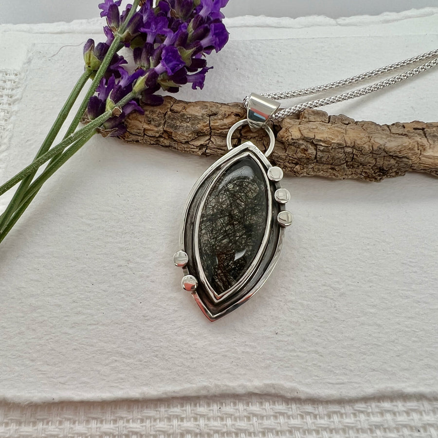 Tourmalinated Quartz Oval Pendant