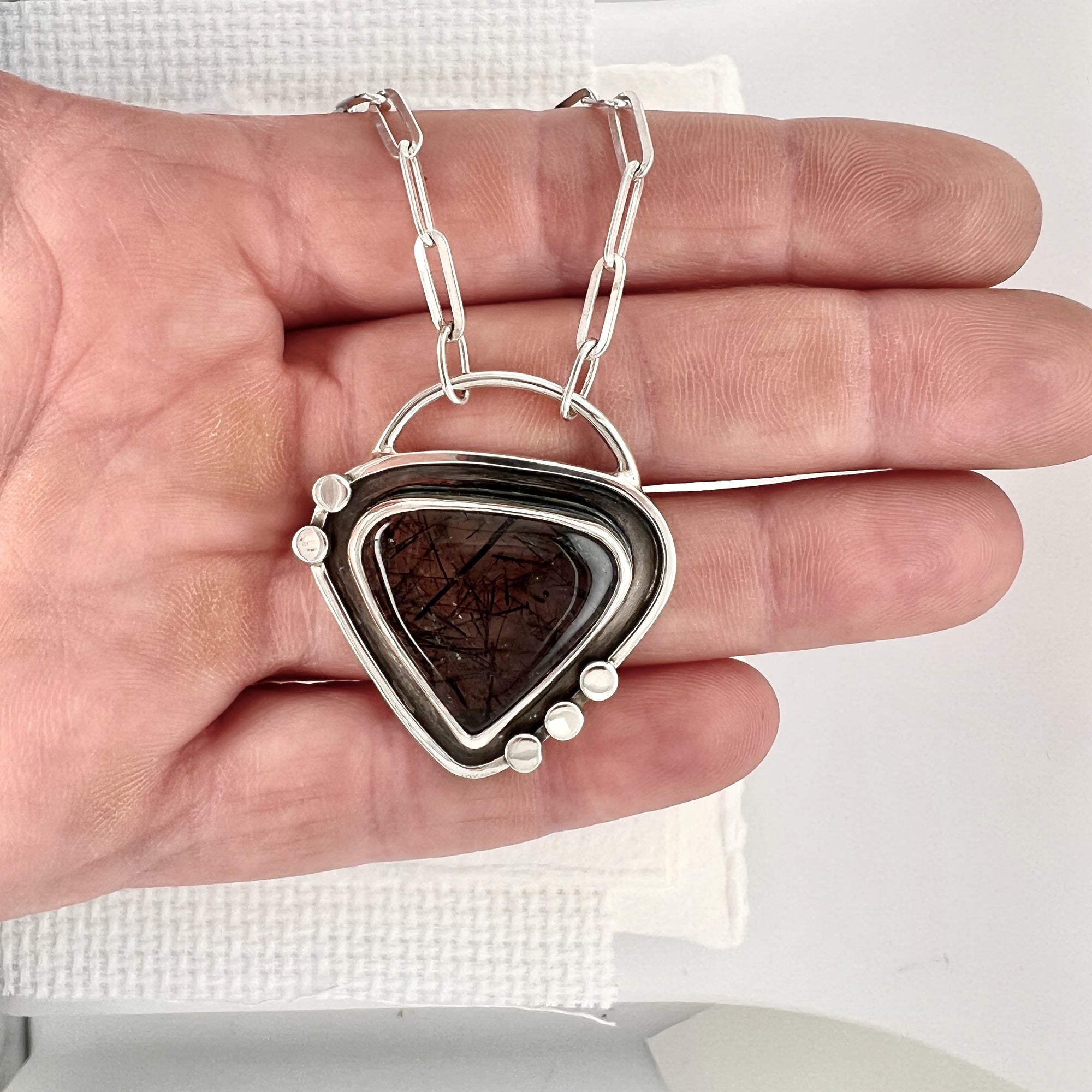 Tourmalinated Quartz Triangle Pendant