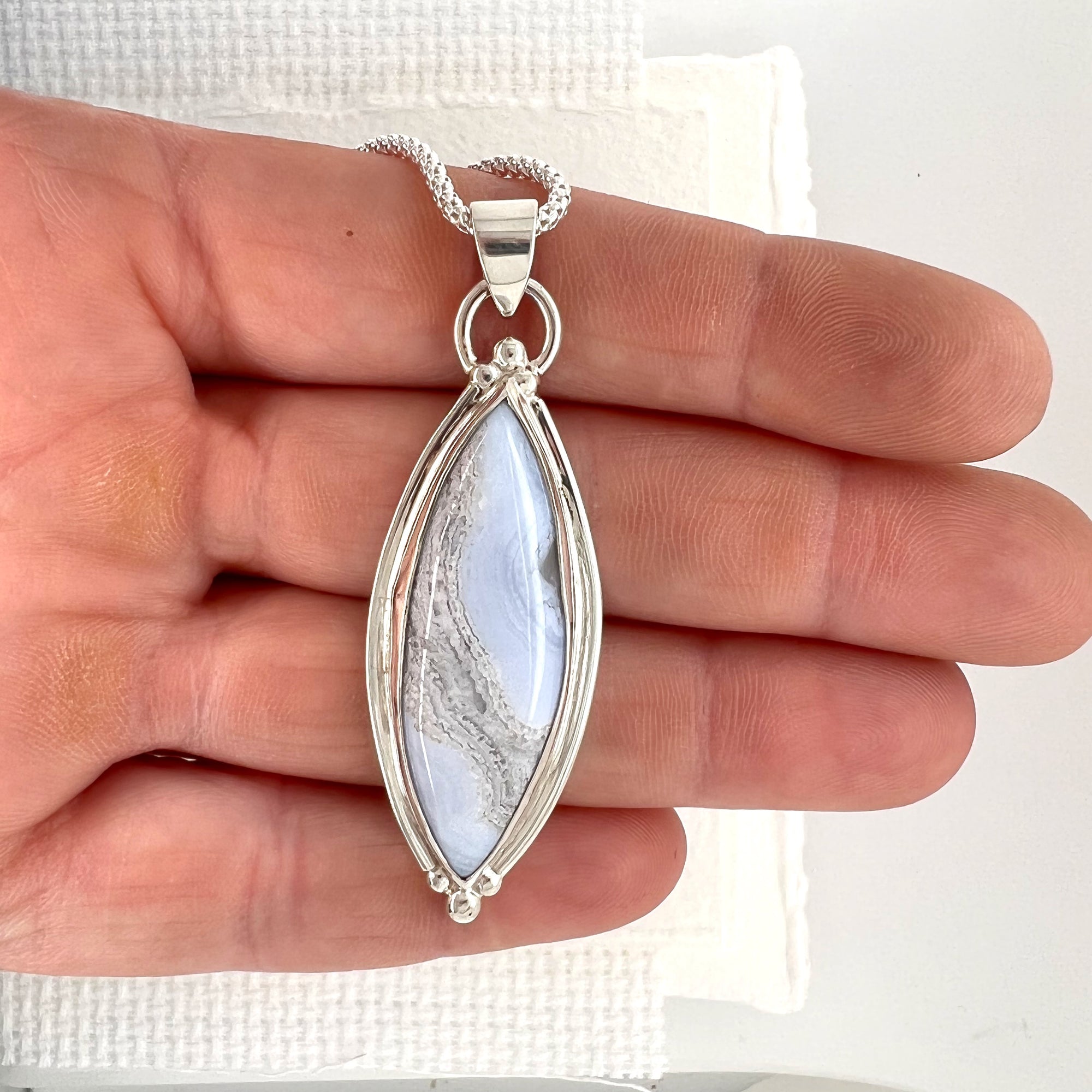 Blue Lace Agate Oval Pendant