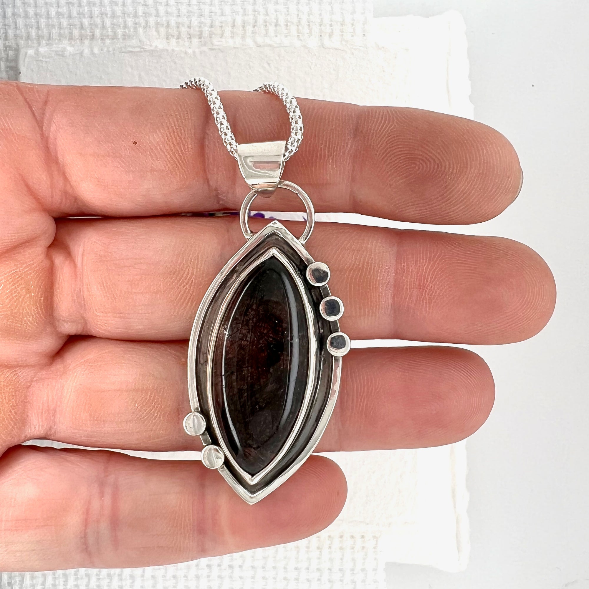Tourmalinated Quartz Oval Pendant