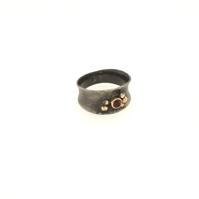 Black and Gold Ring with Fire Citrine