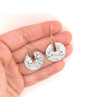 Reticulated Silver and Gold Earrings