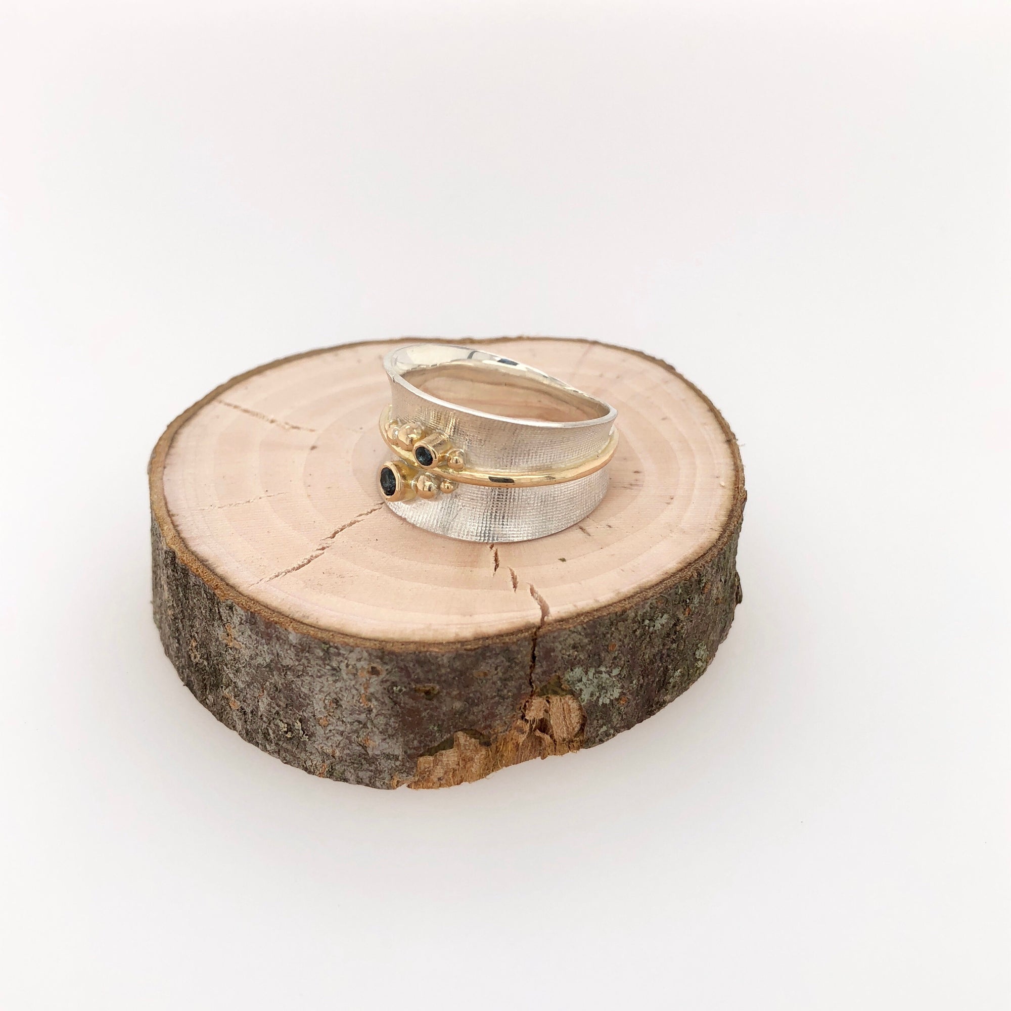 White and Gold Ring with London Blue Topaz