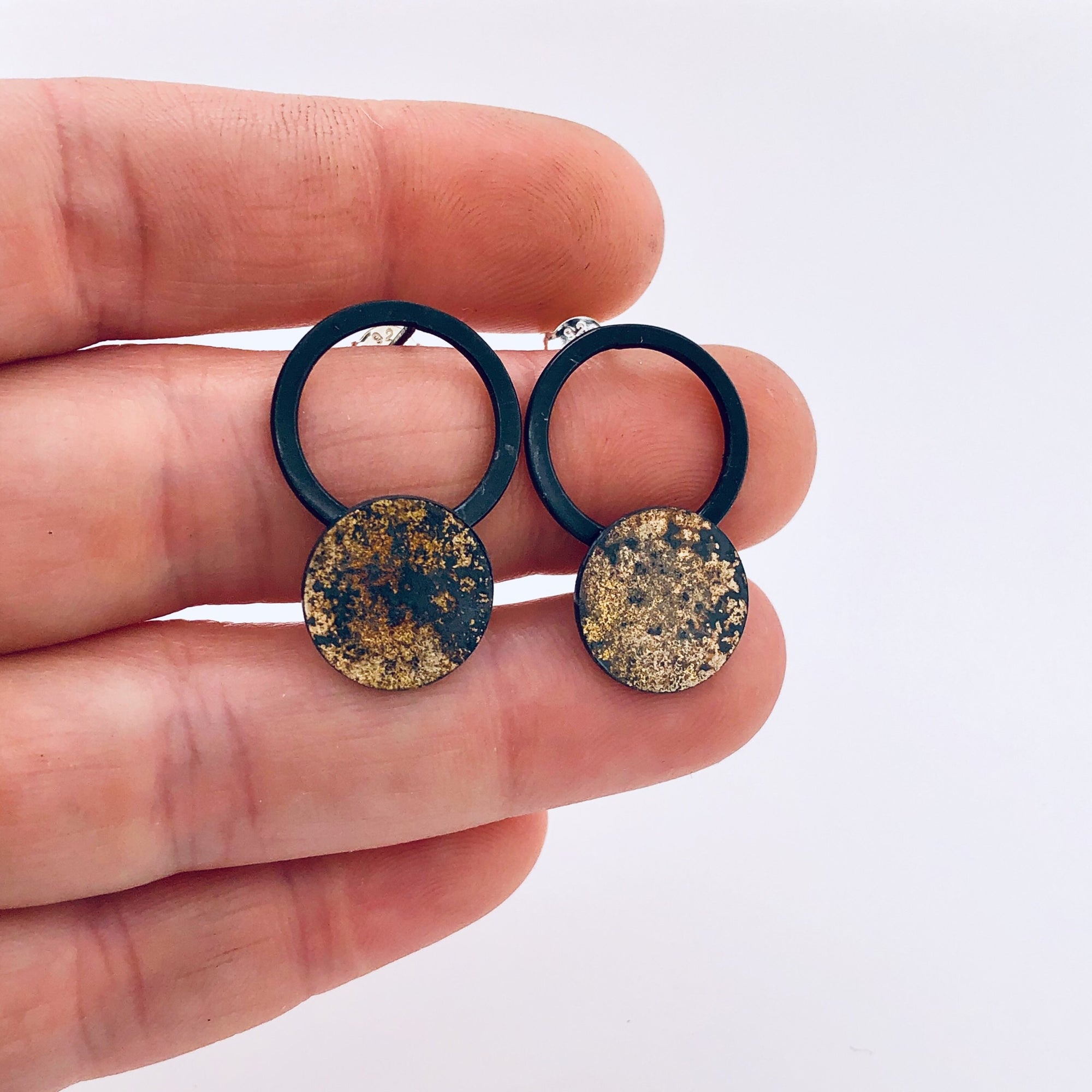 Black and Gold Dust Drop Earrings