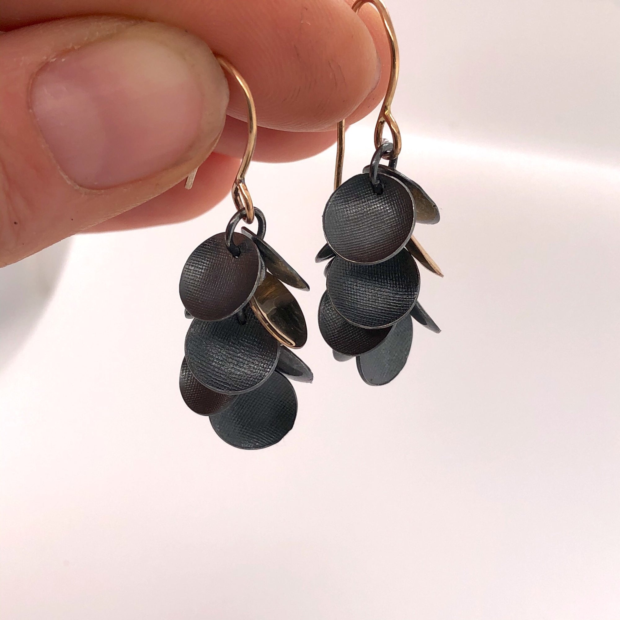 Black and Gold Cluster Earrings