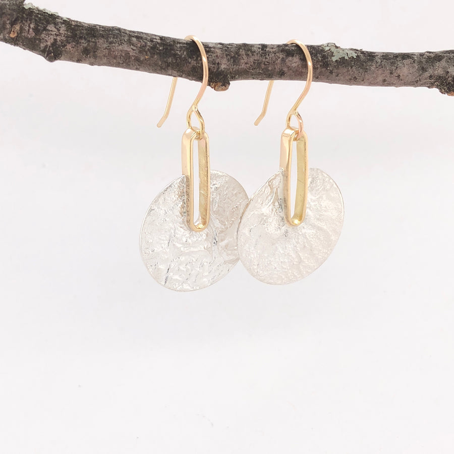 Reticulated Silver and Gold Earrings