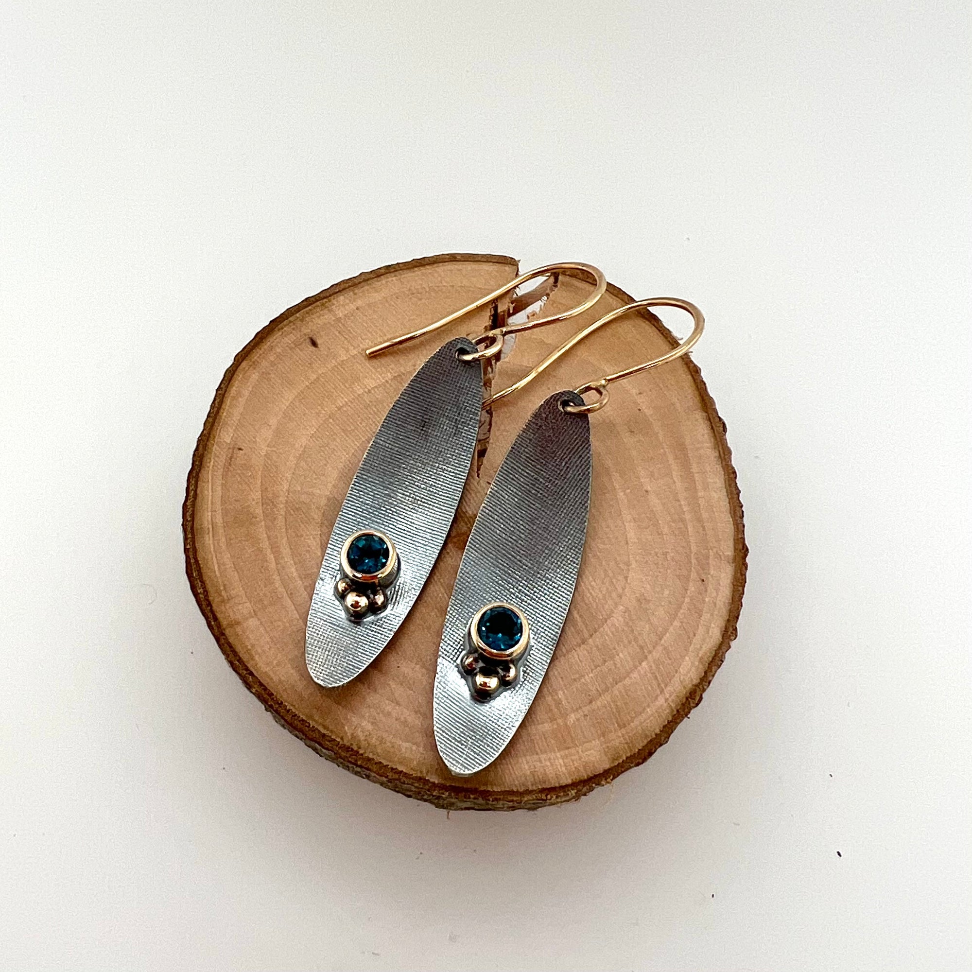 Black and Gold Long Ellipse Earrings