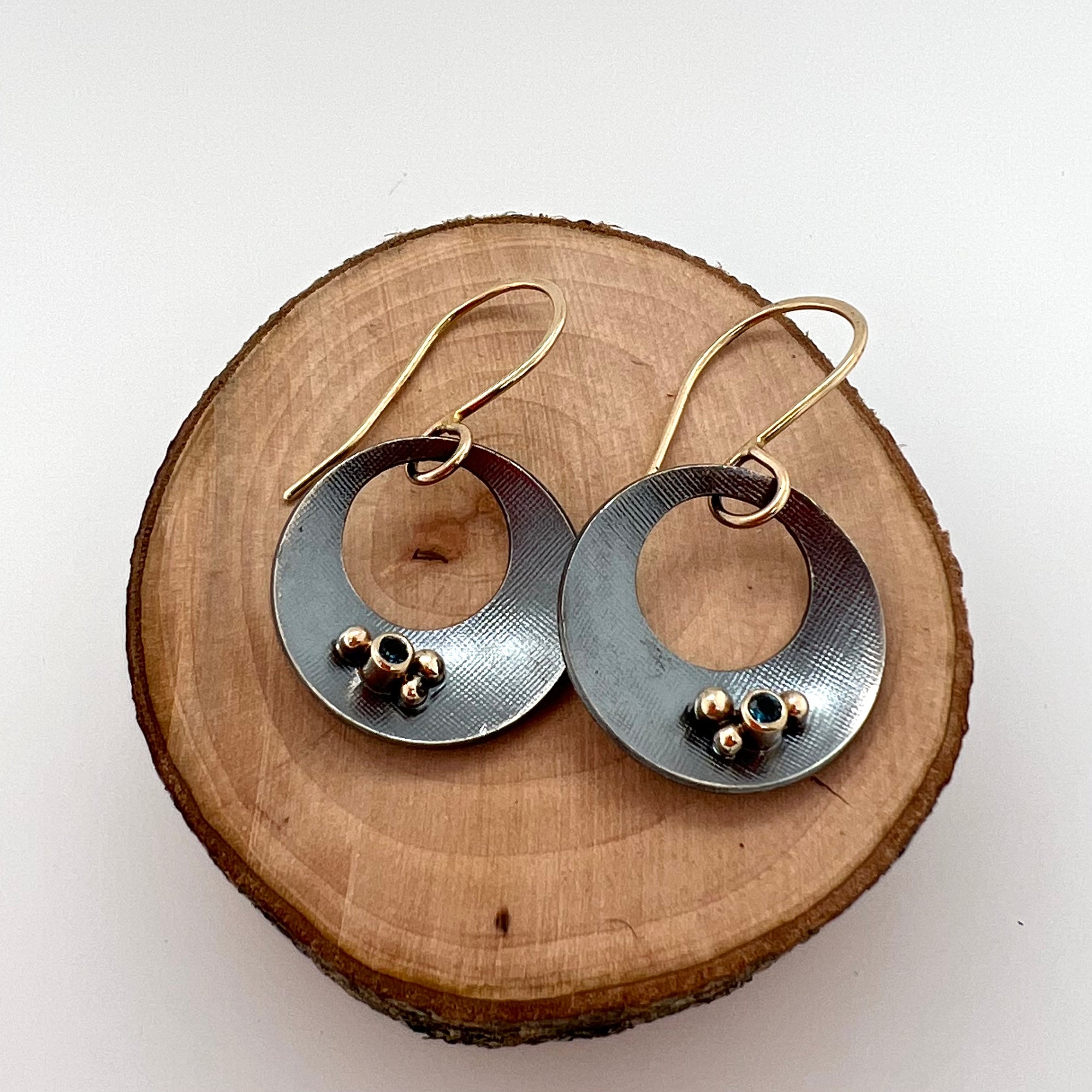 Black and Gold Disc Earrings