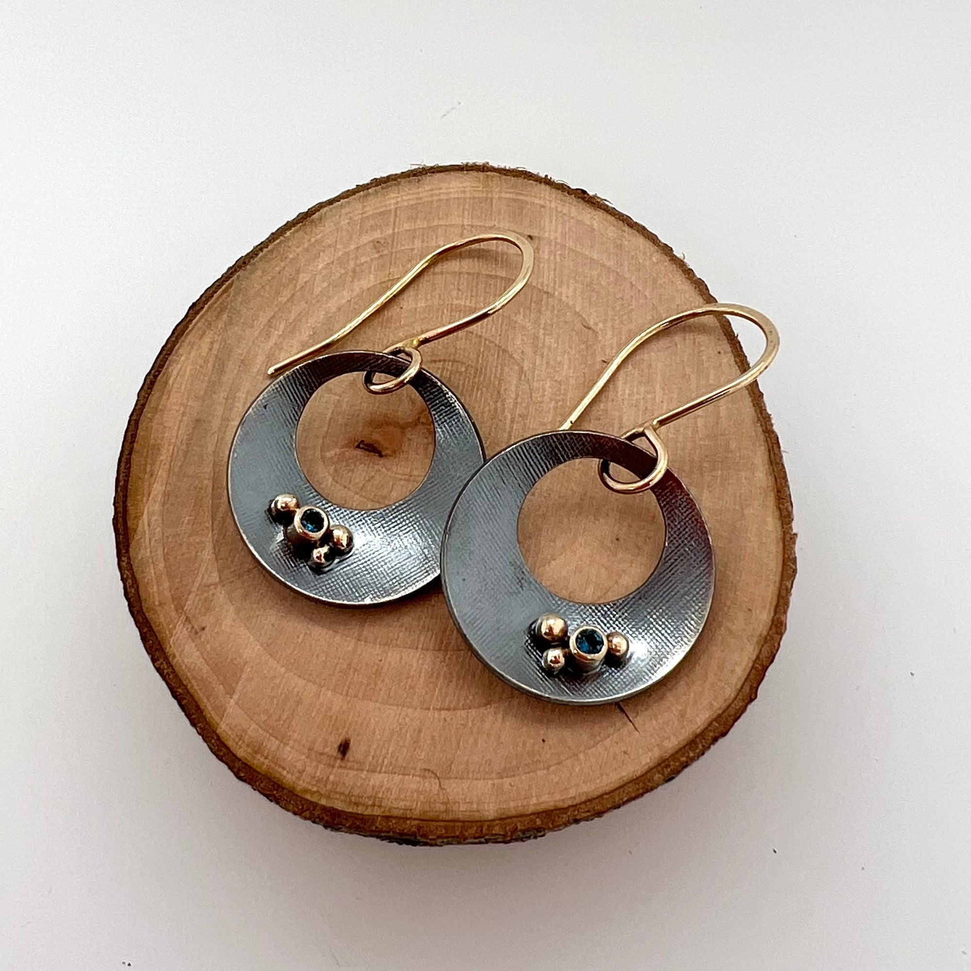 Black and Gold Disc Earrings