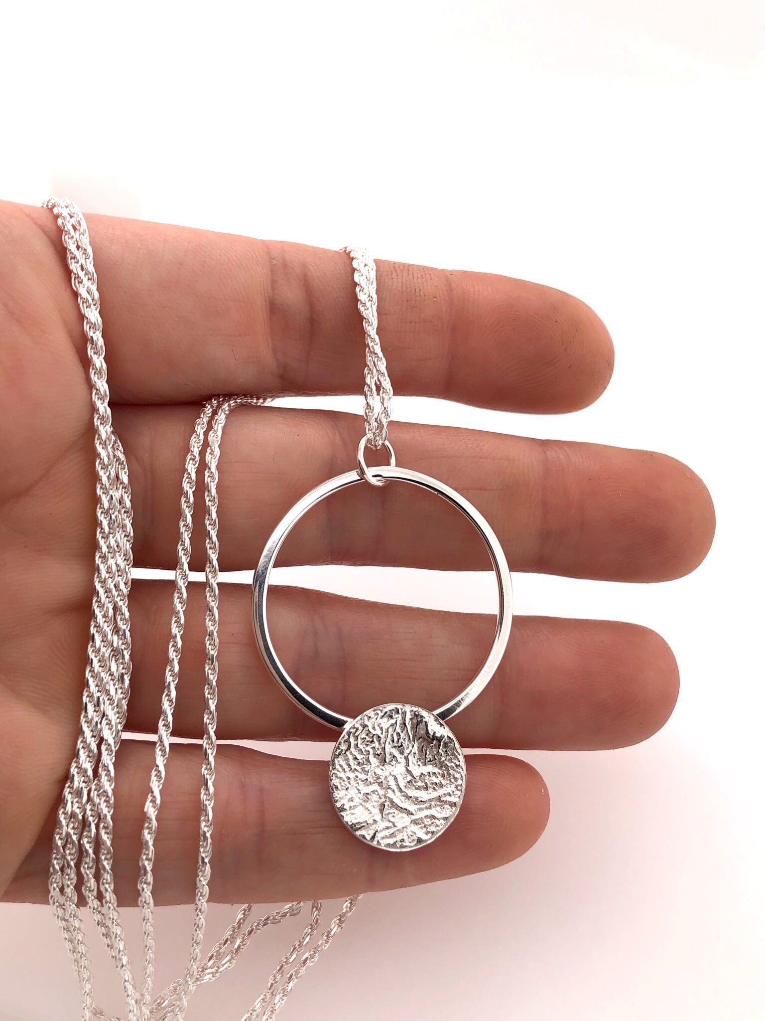 Reticulated Landscape Drop Long Pendant