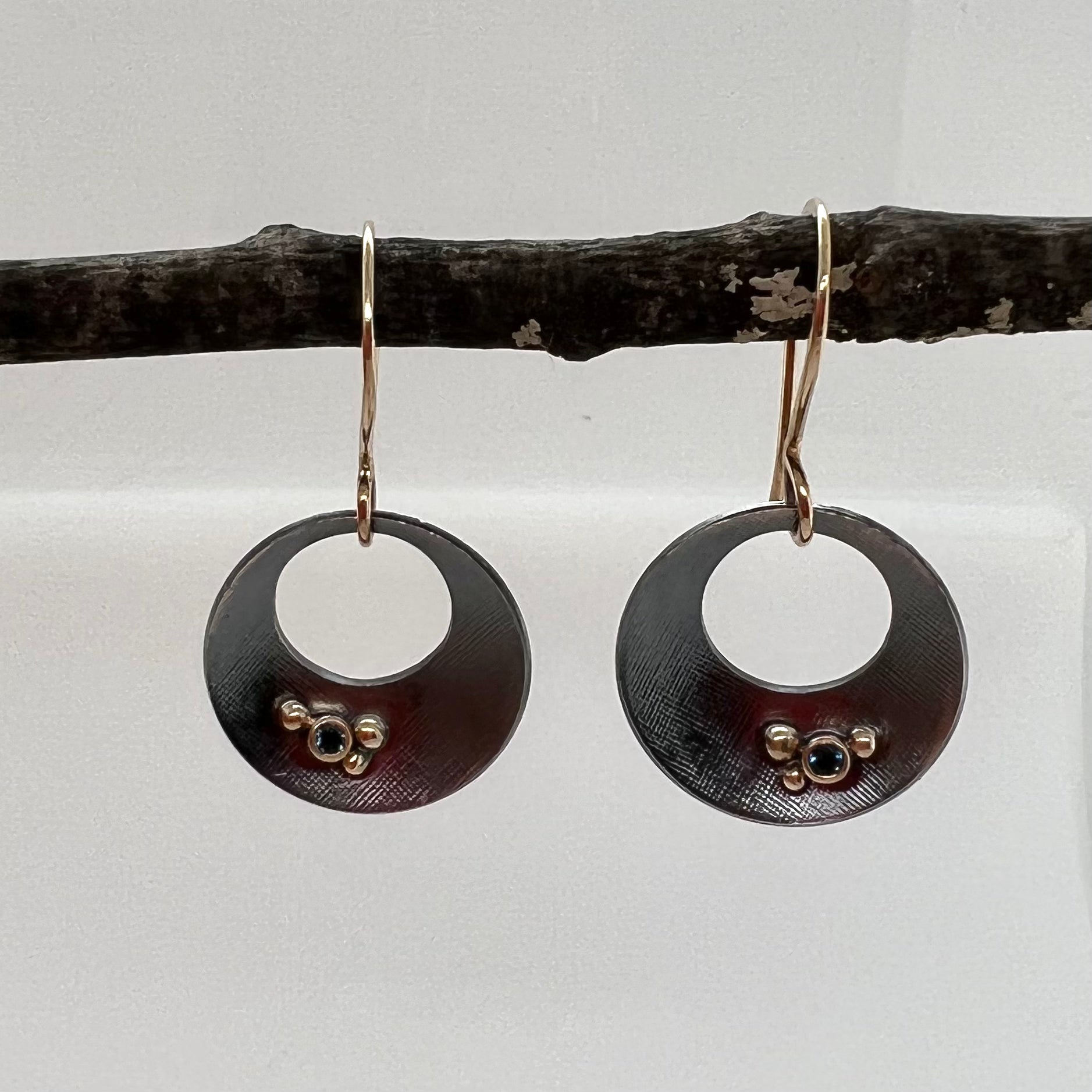 Black and Gold Disc Earrings