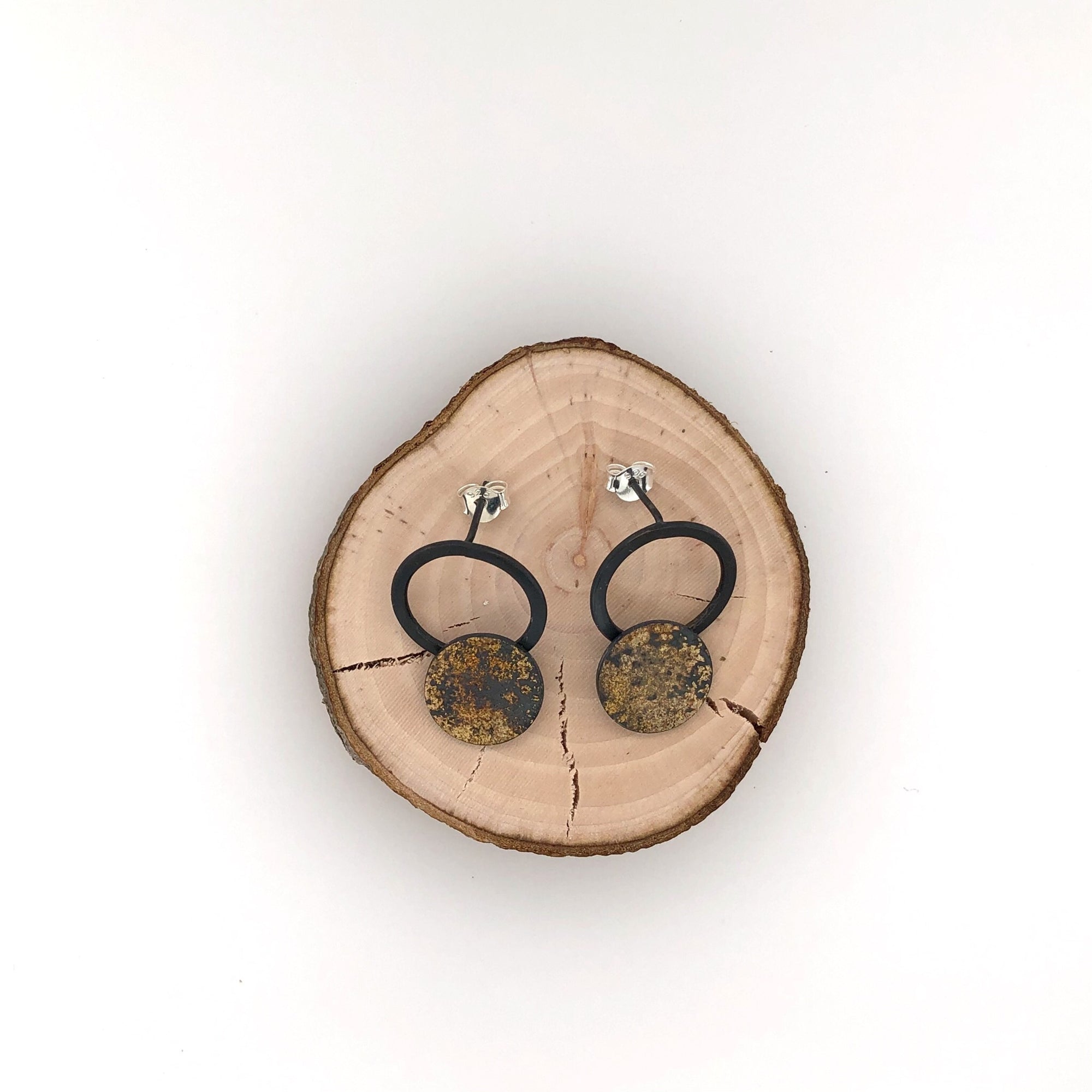 Black and Gold Dust Drop Earrings