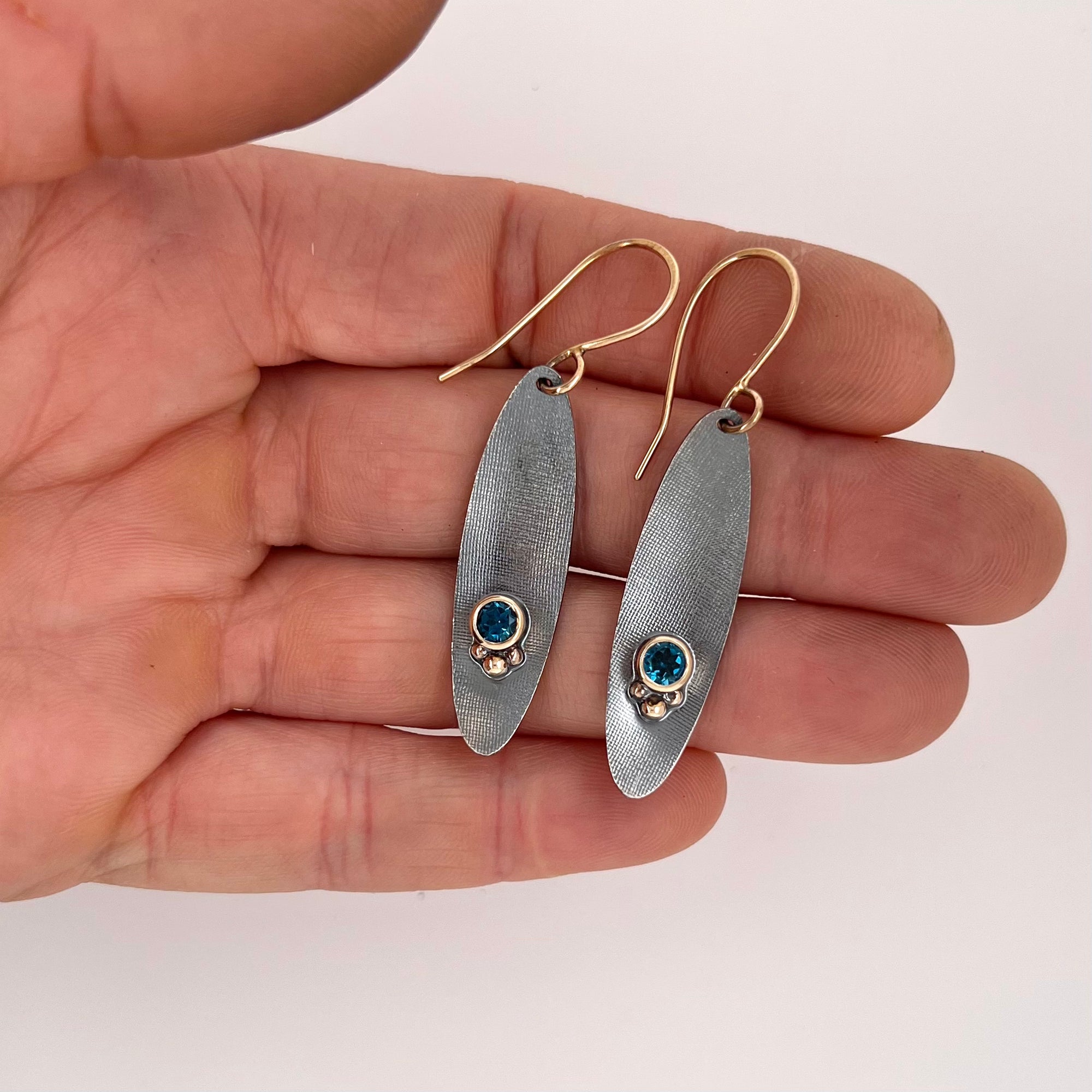 Black and Gold Long Ellipse Earrings
