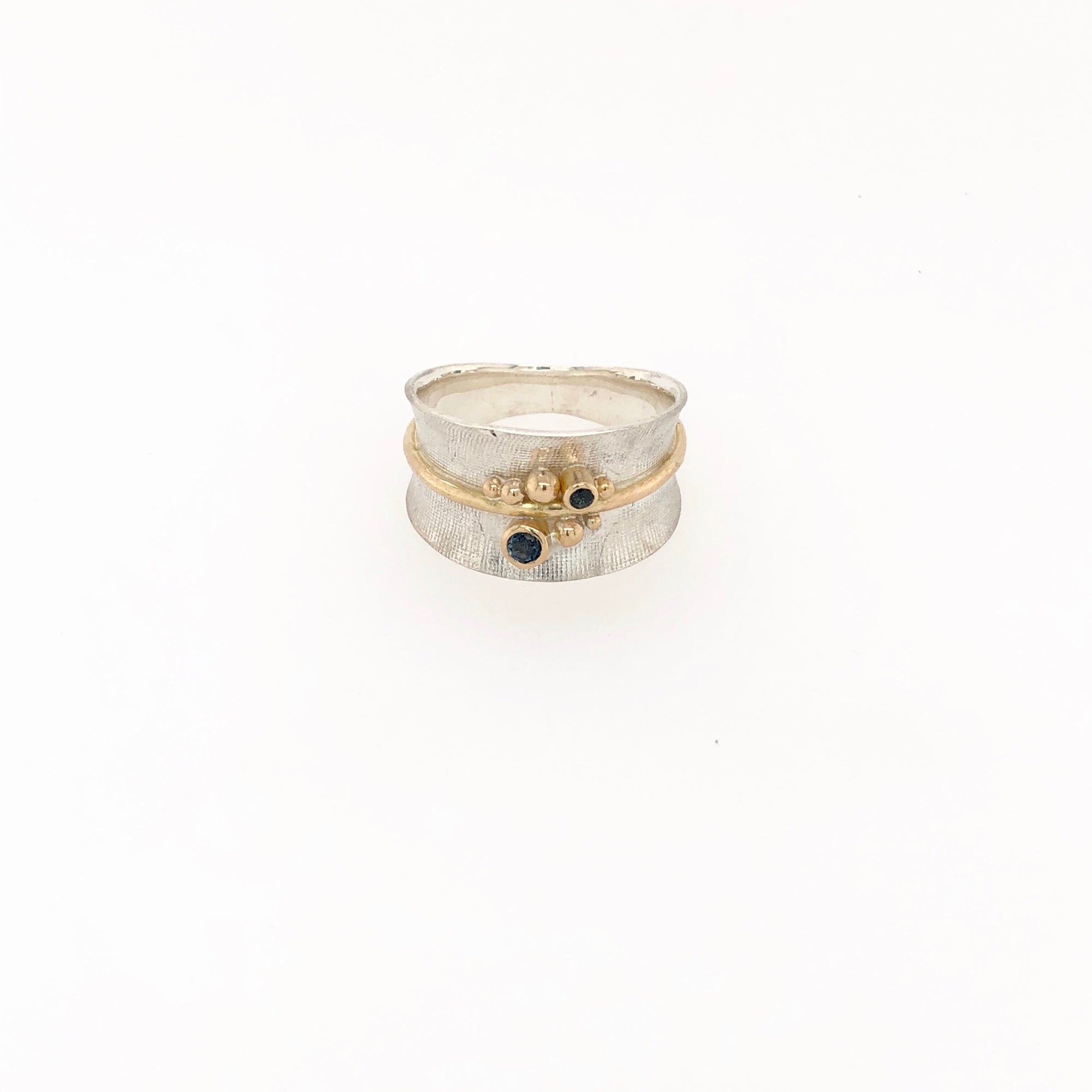 White and Gold Ring with London Blue Topaz