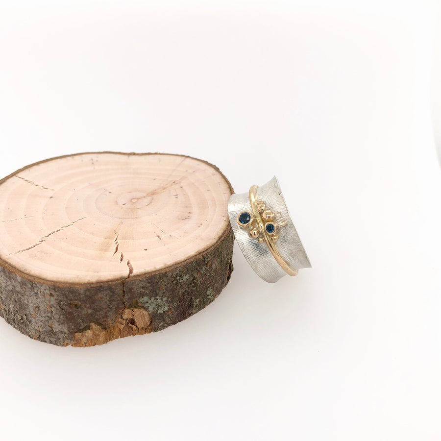 White and Gold Ring with London Blue Topaz