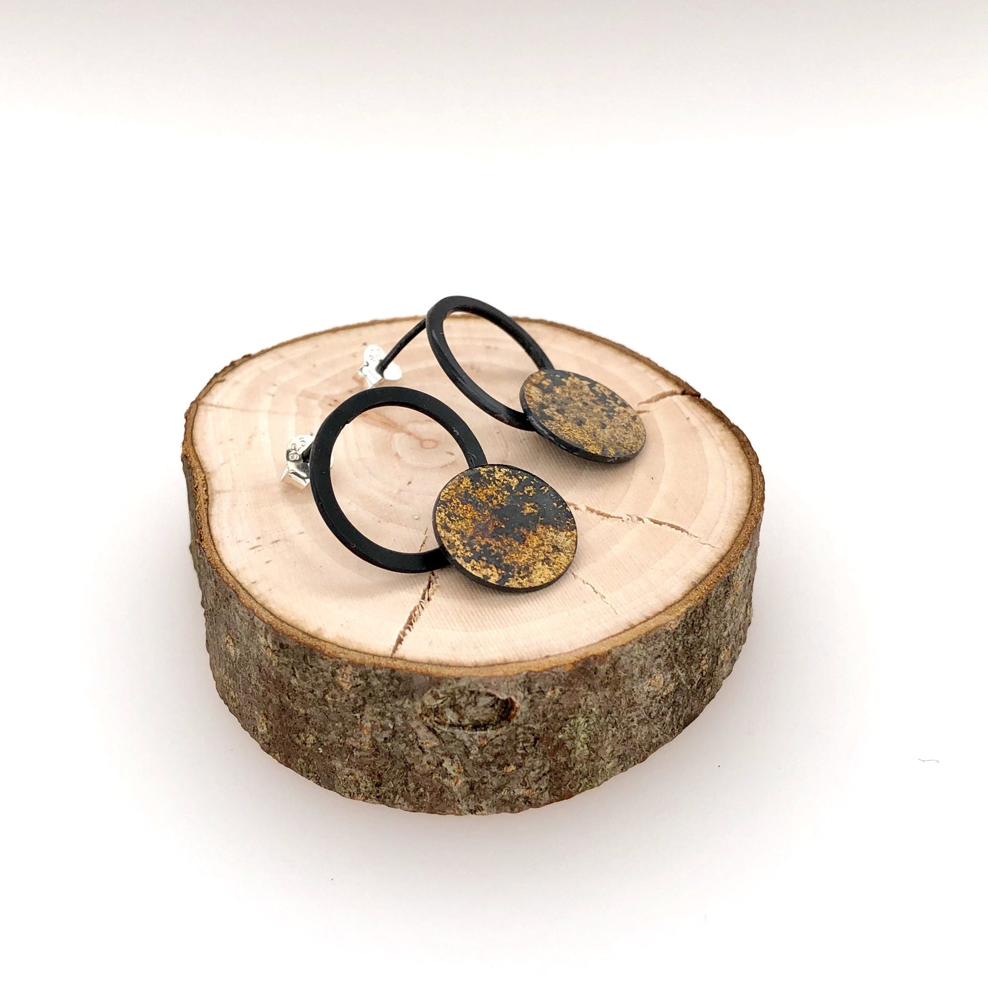 Black and Gold Dust Drop Earrings