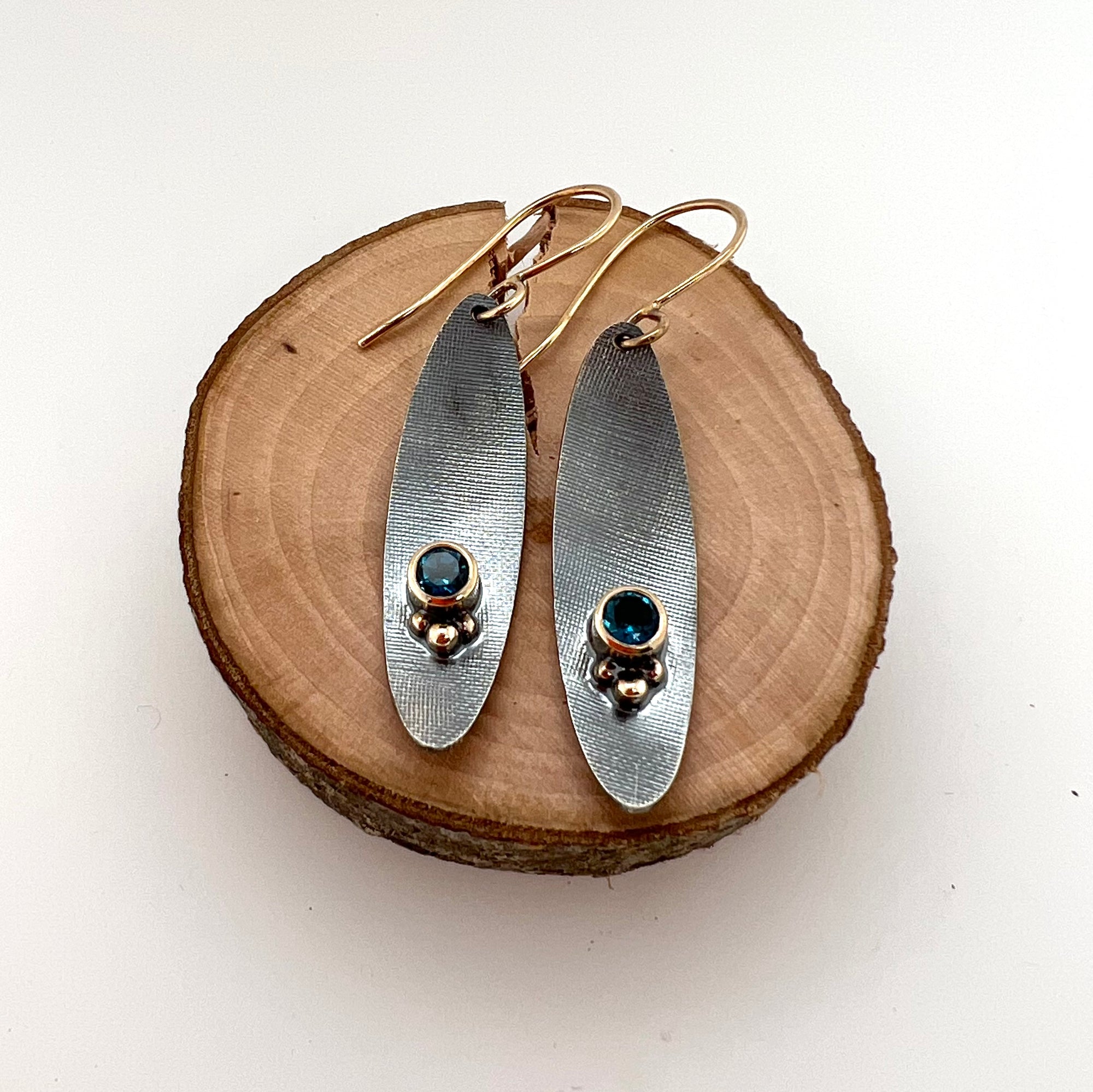 Black and Gold Long Ellipse Earrings