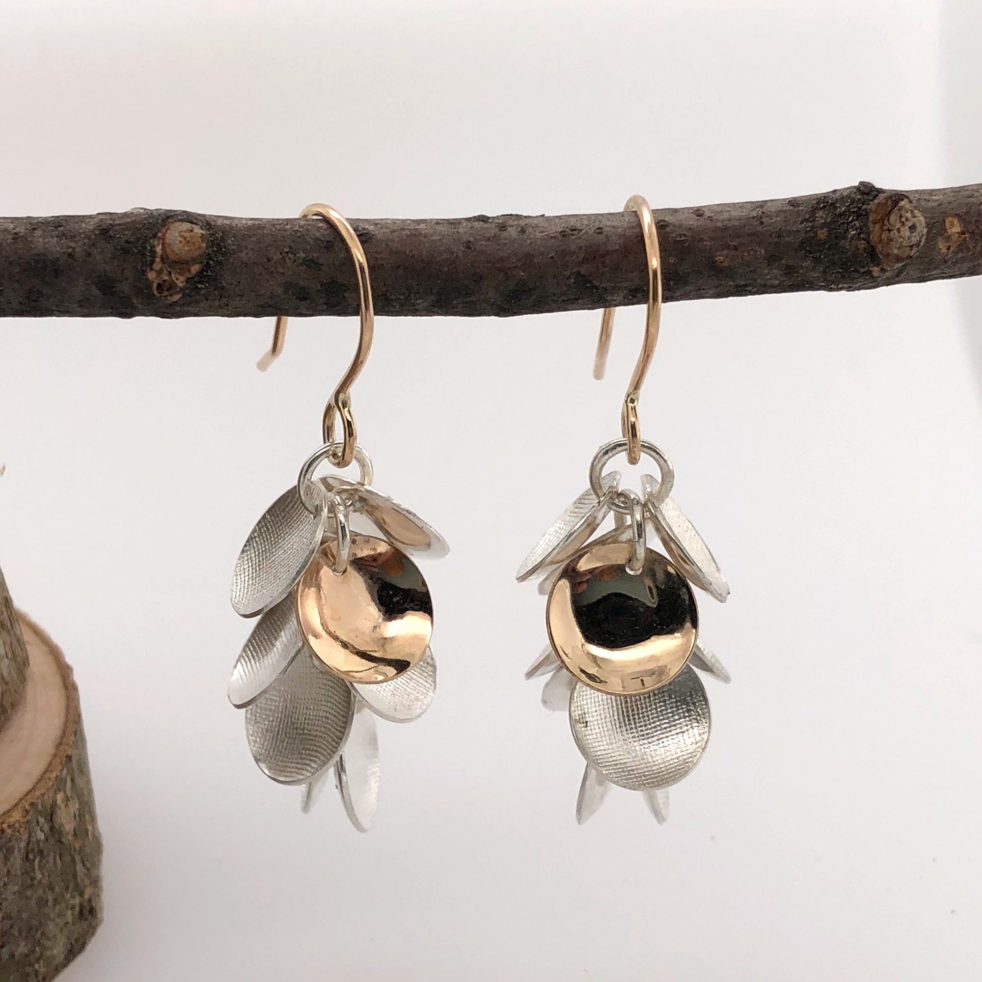 White and Gold Cluster Earrings