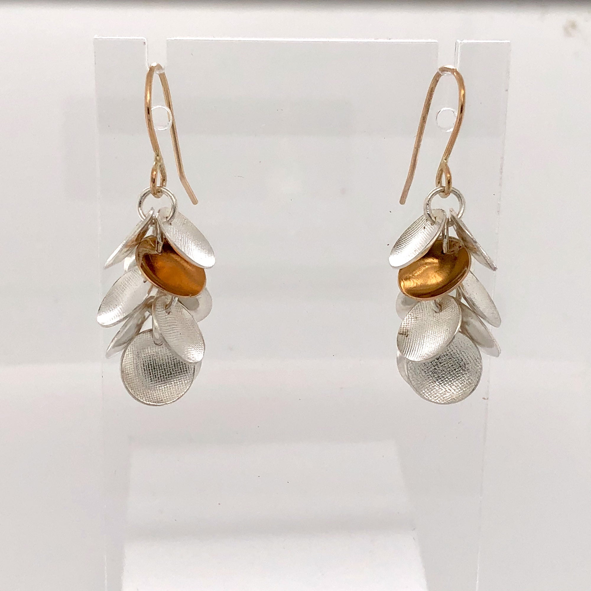 White and Gold Cluster Earrings