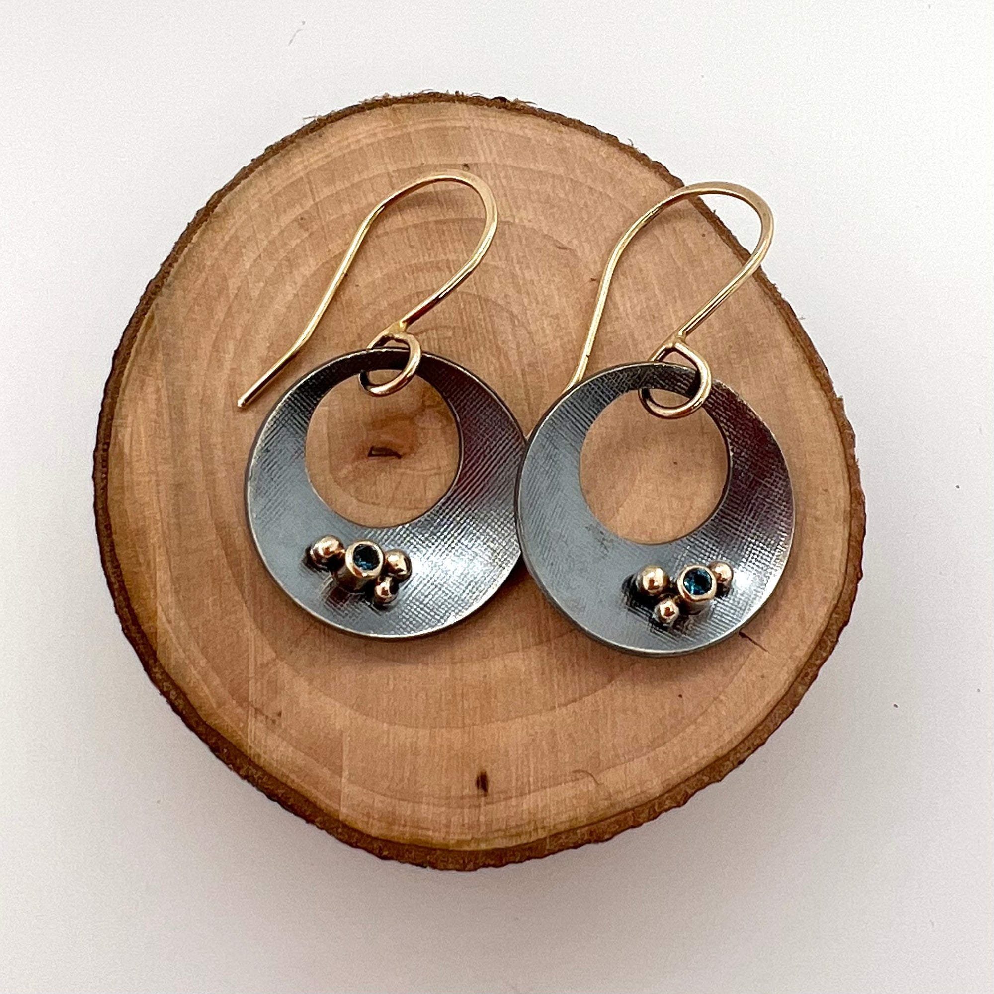 Black and Gold Disc Earrings