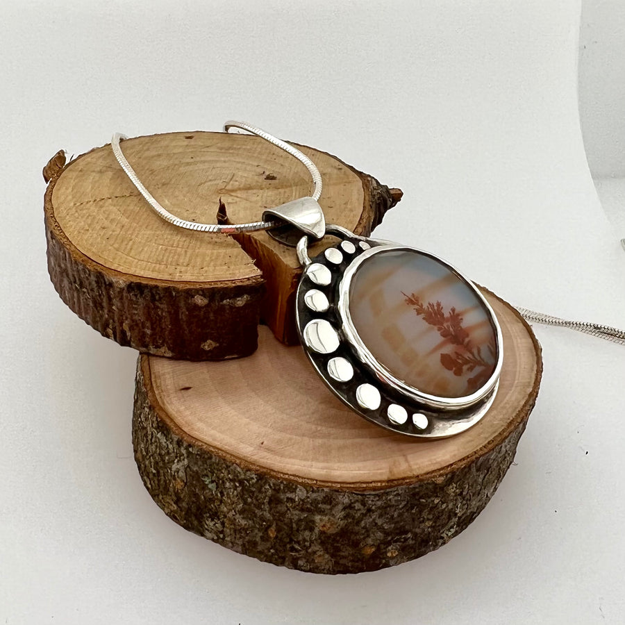 “Sun dog” Dendritic Agate Pendant