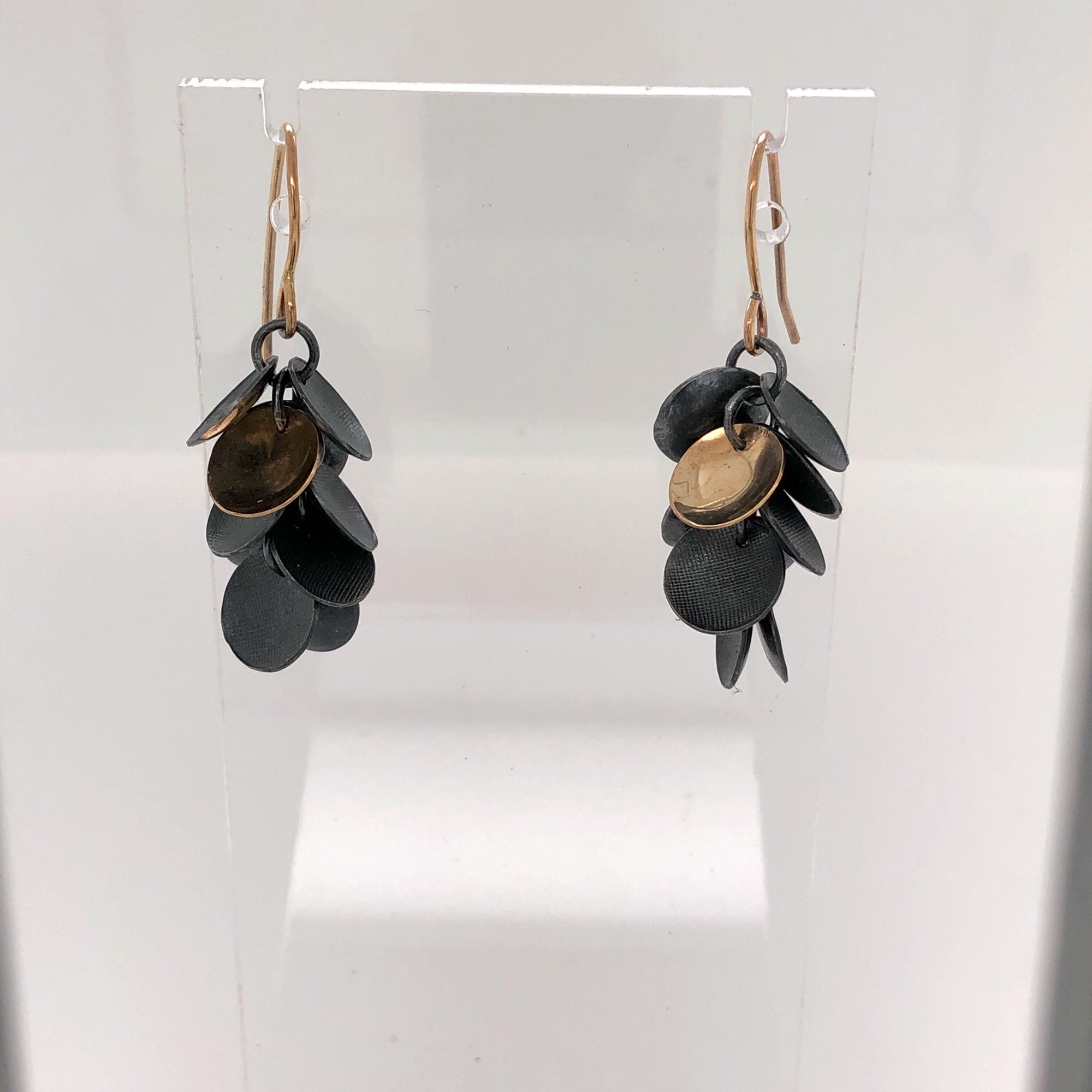 Black and Gold Cluster Earrings