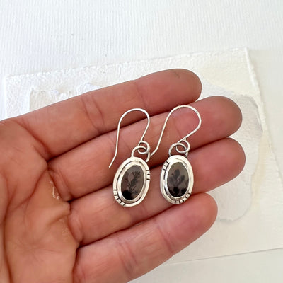 Oval “Tiny Branches” Dendritic Agate Earrings