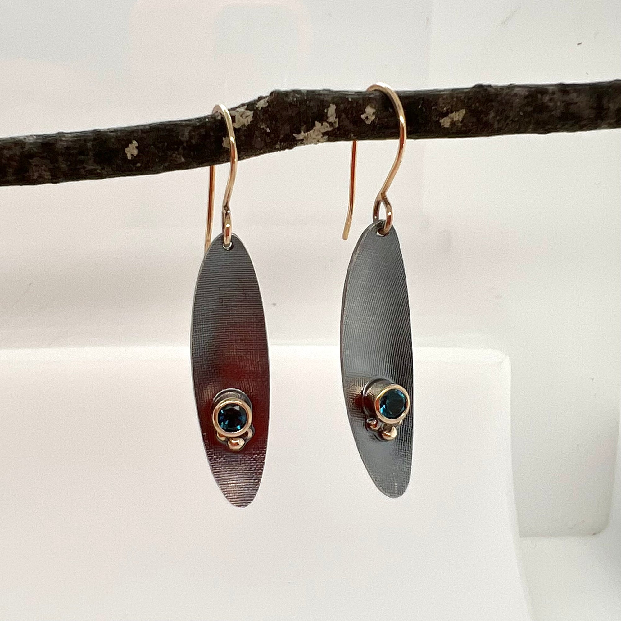 Black and Gold Long Ellipse Earrings
