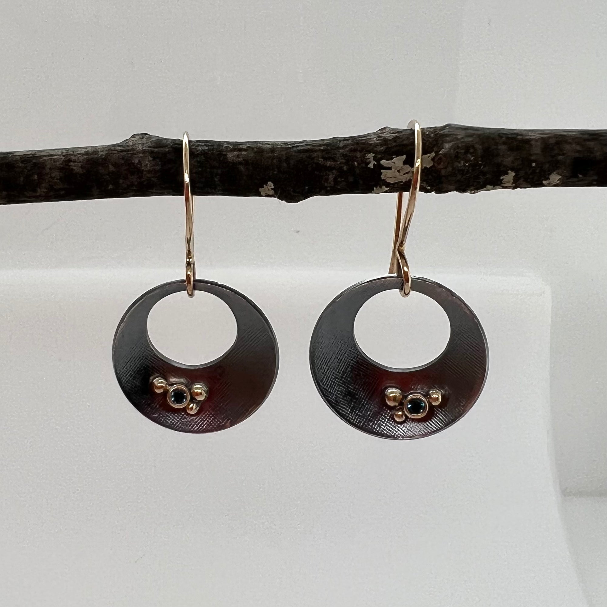Black and Gold Disc Earrings