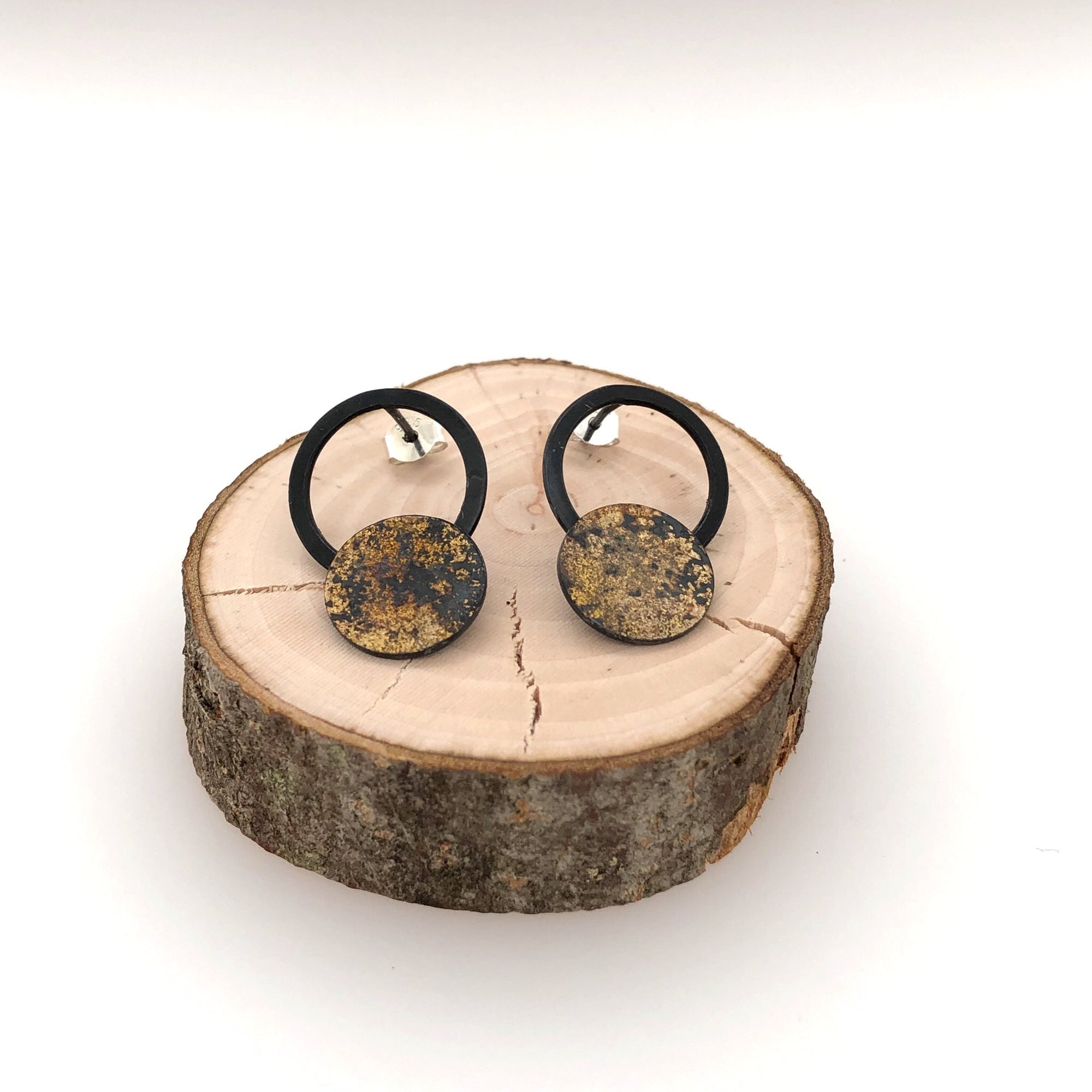 Black and Gold Dust Drop Earrings