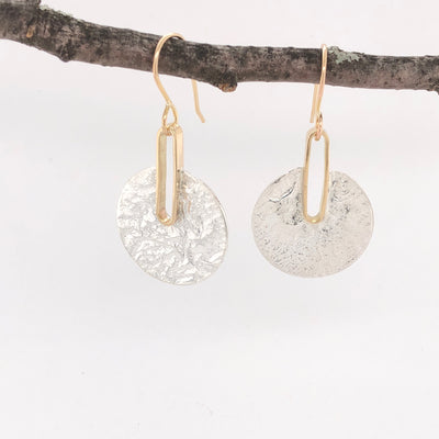 Reticulated Silver and Gold Earrings