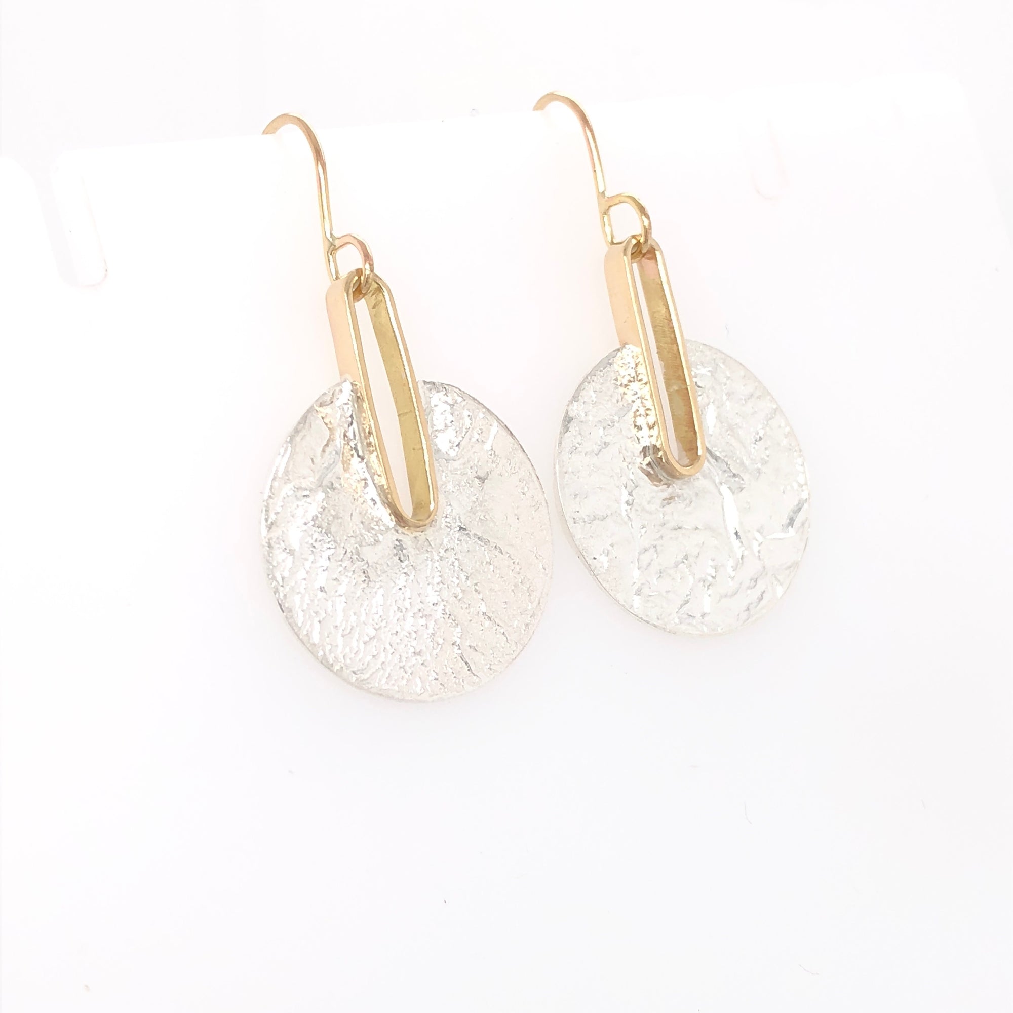 Reticulated Silver and Gold Earrings