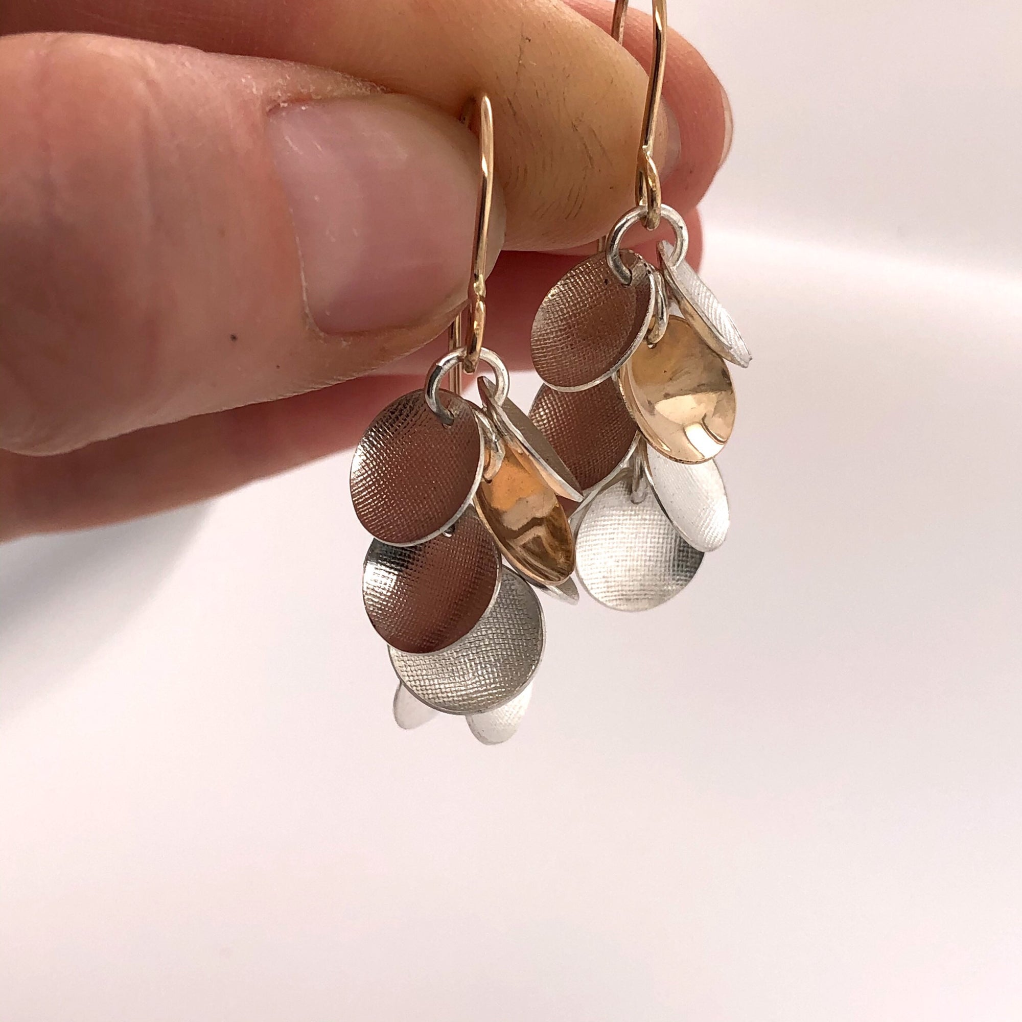 White and Gold Cluster Earrings